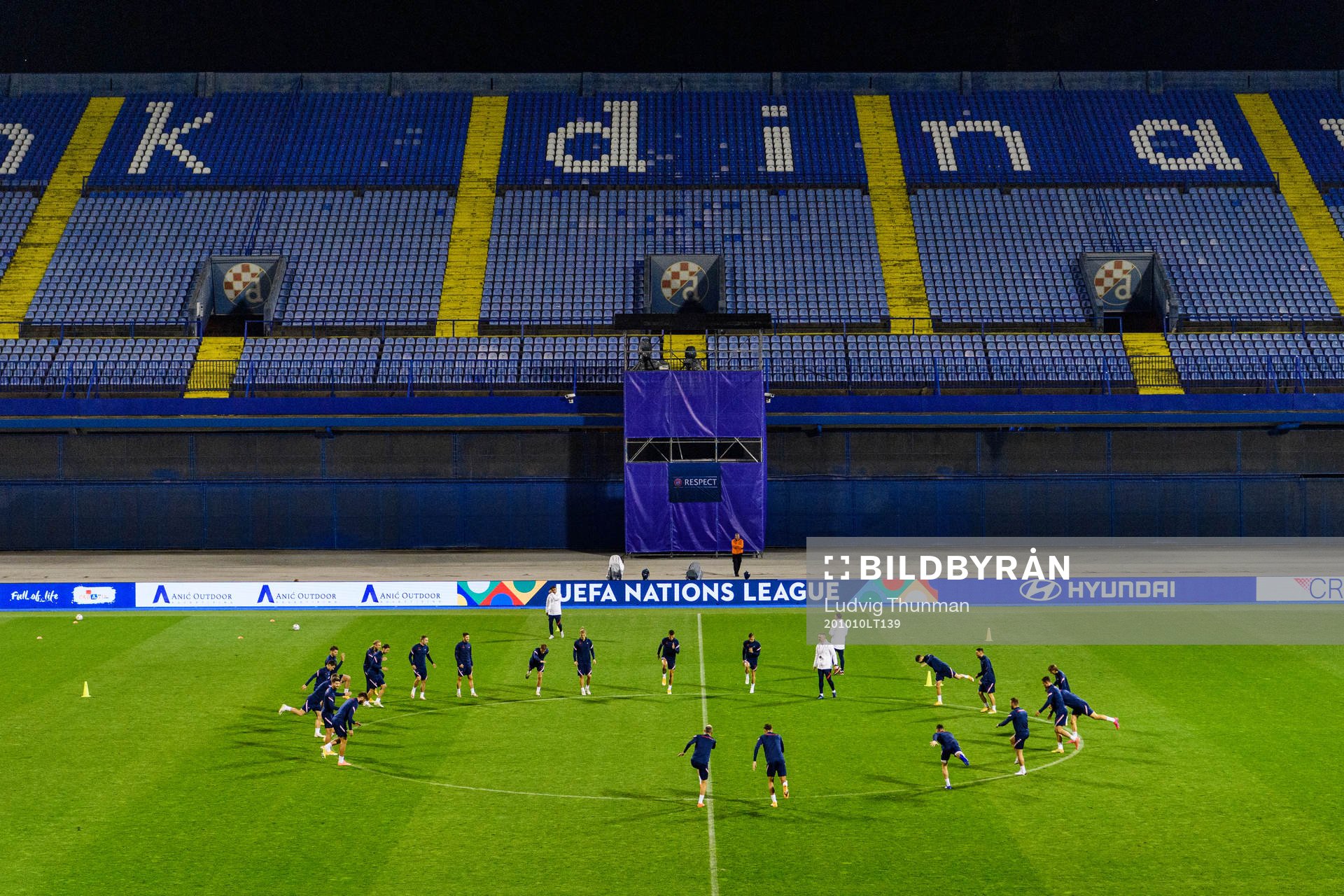 Players of the Croatian national football team warm up