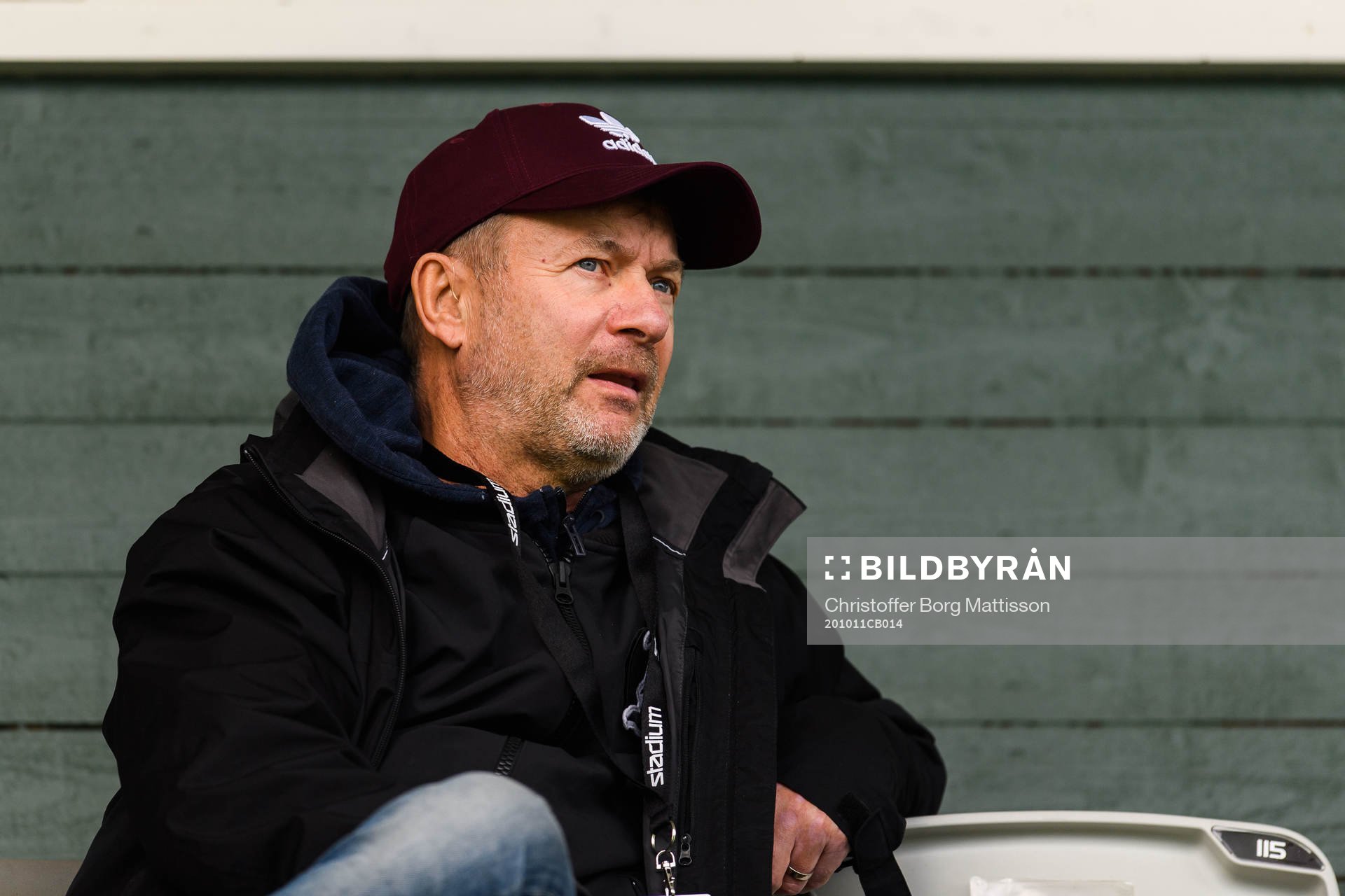 Damlandslagets förbundskapten Peter Gerhardsson på läktaren inför fotbollsmatchen i Damallsvenskan mellan FC Rosengård och Kristianstad den 11 oktober 2020 i Malmö.