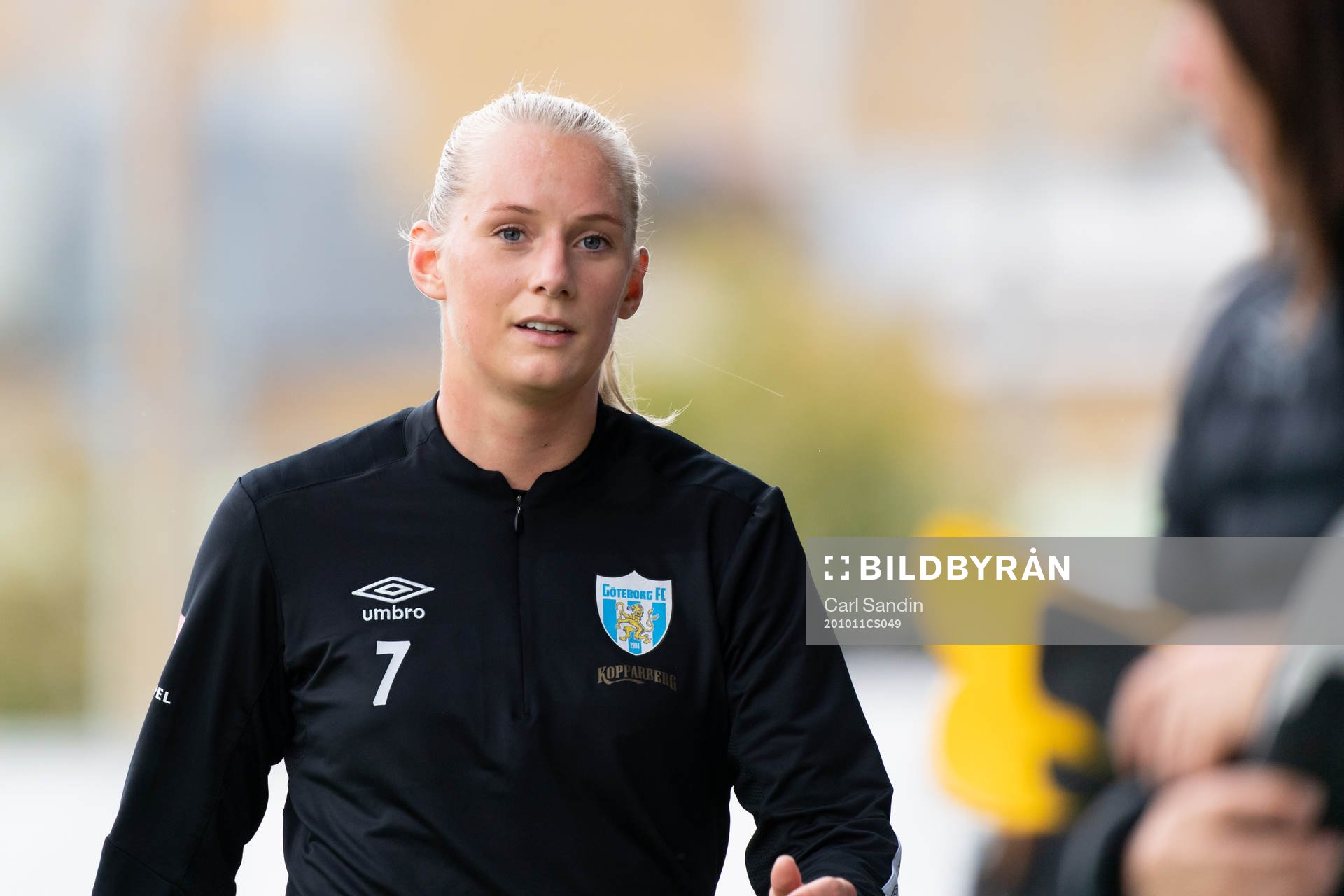 Göteborgs Stina Blackstenius innan fotbollsmatchen i