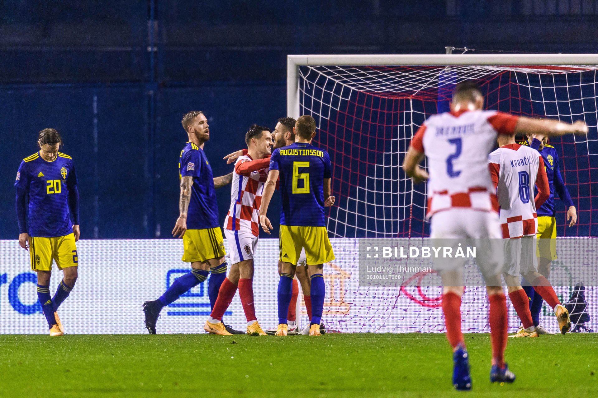 Nikola Vlasic and Josip Brekalo of Croatia celebrate the