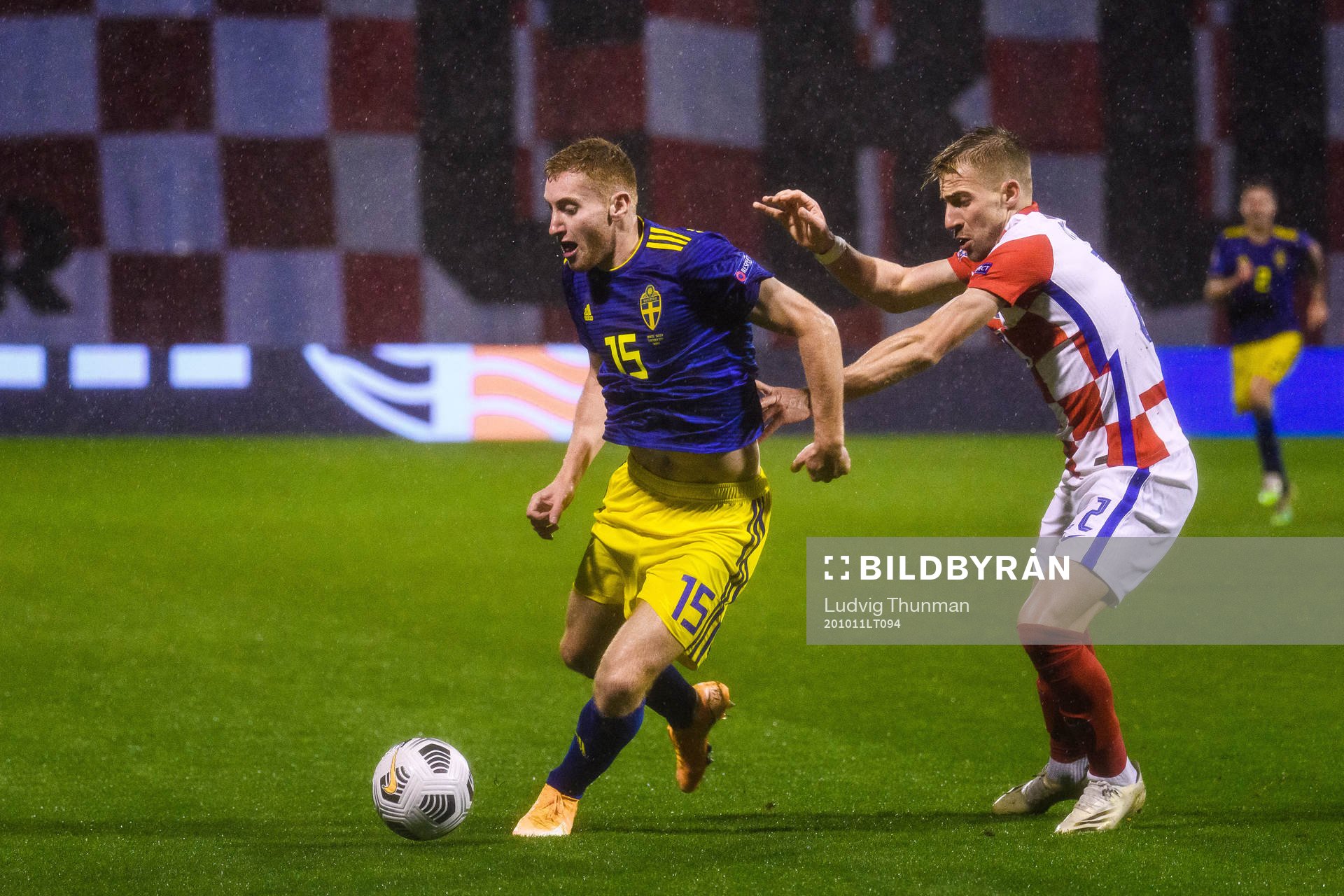 Dejan Kulusevski of Sweden and Dario Melnjak of Croatia