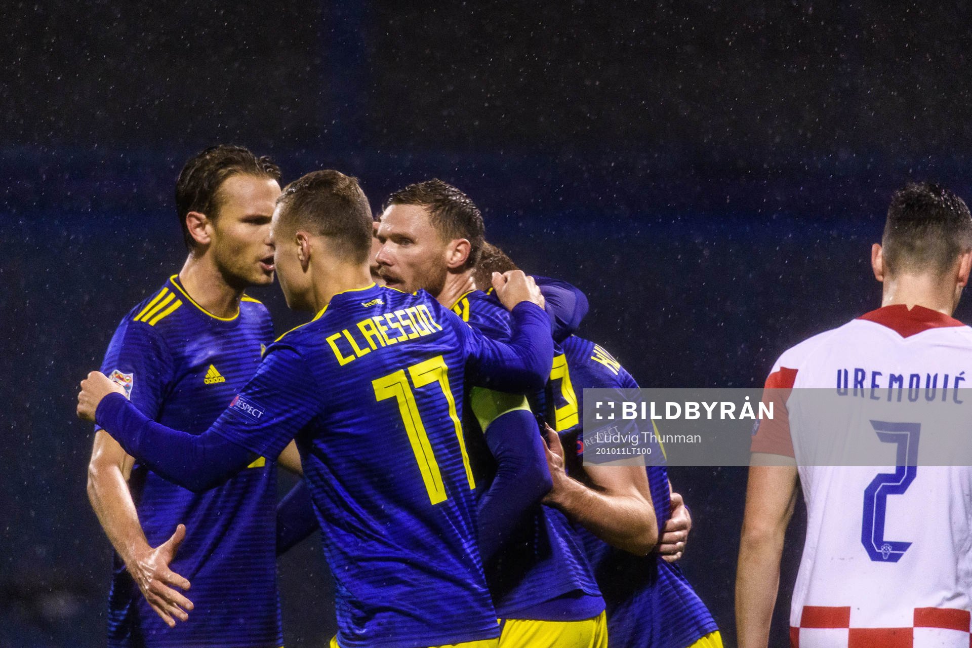 Marcus Berg of Sweden celebrate with teammates