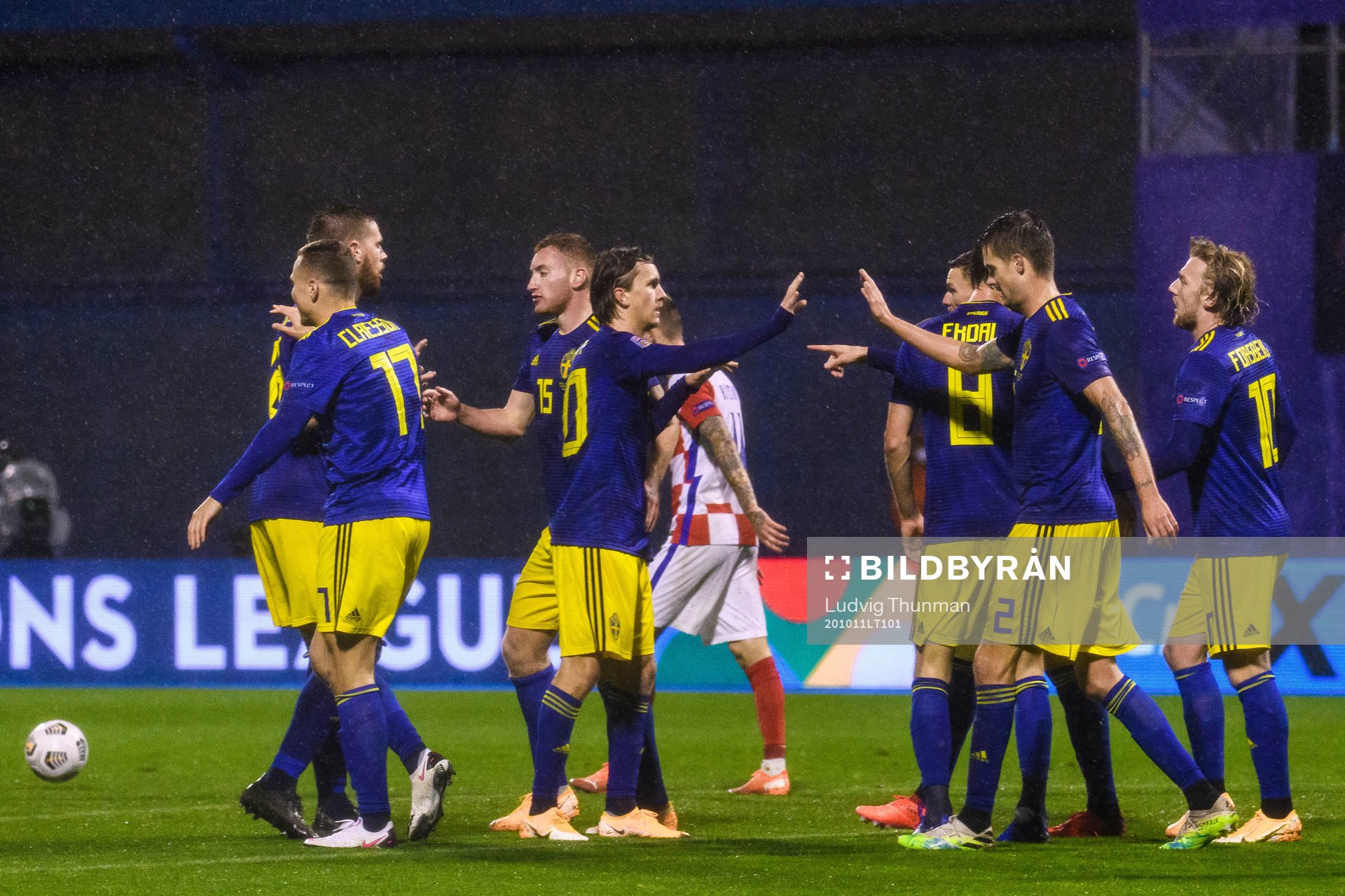 Marcus Berg of Sweden celebrate with teammates