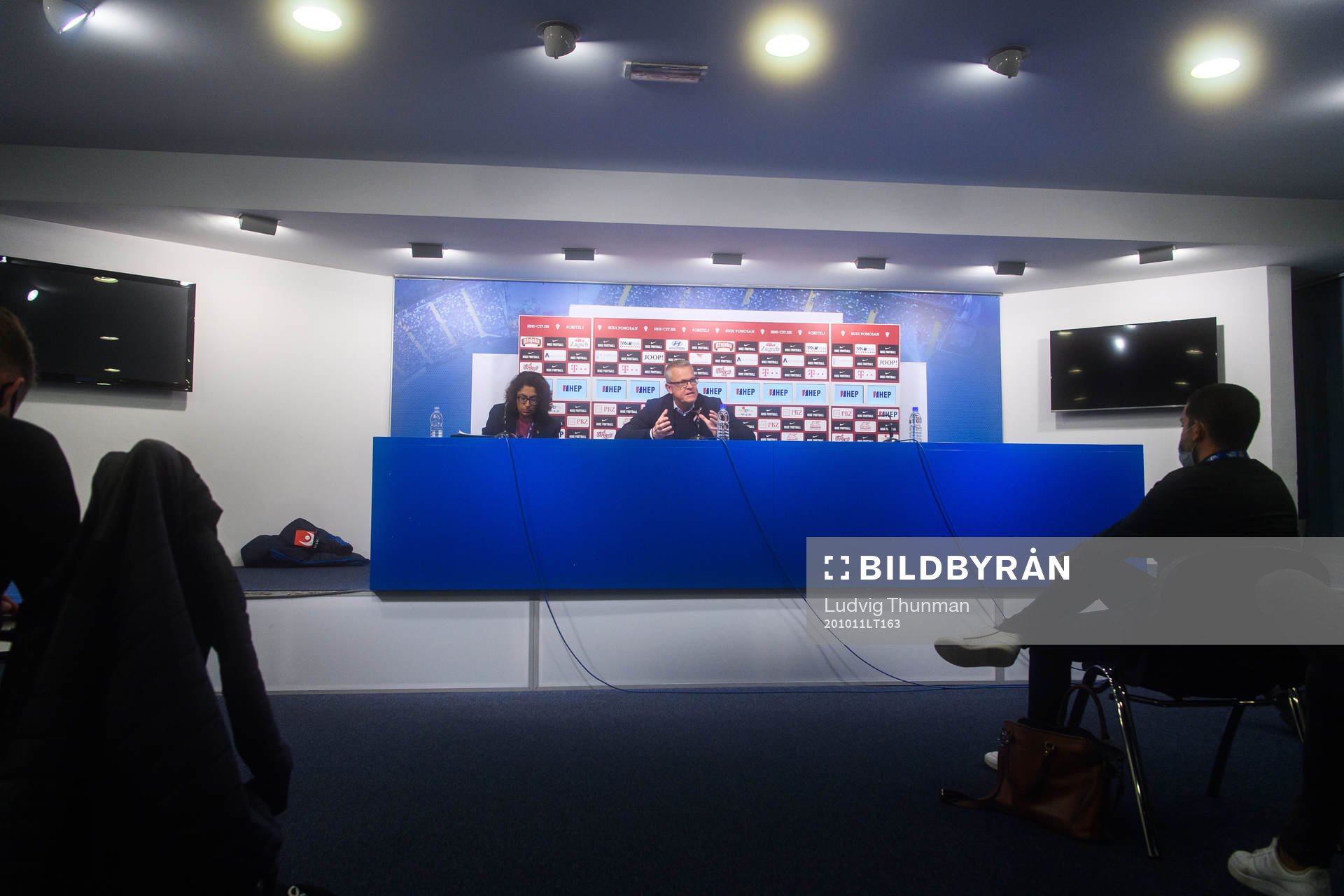 Head coach Janne Andersson of Sweden during a press conference after the Nations League football match between Croatia and Sweden on October 11, 2020 in Zagreb.