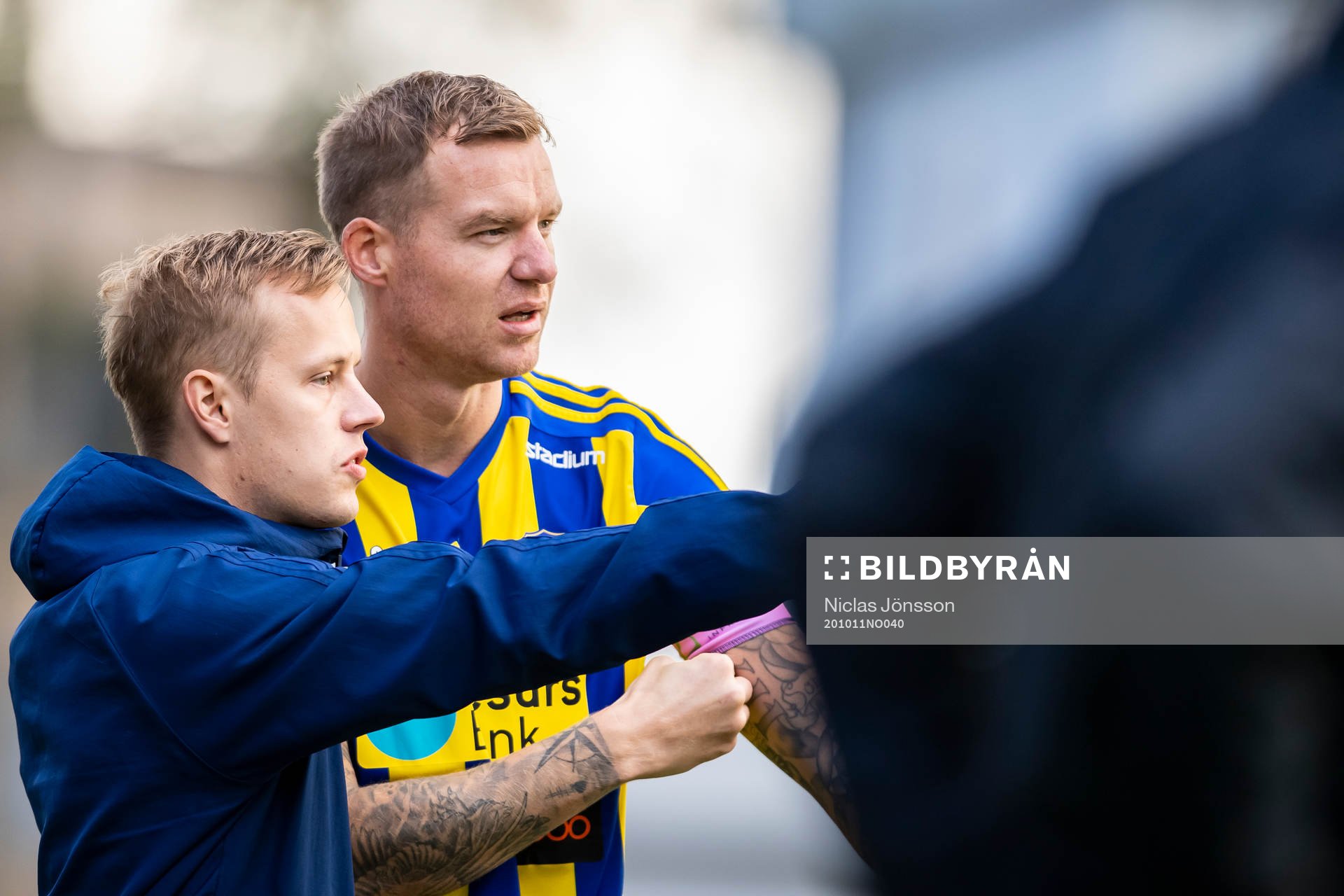 Eskilsminnes tränare André Petersson och Marcus Nilsson i