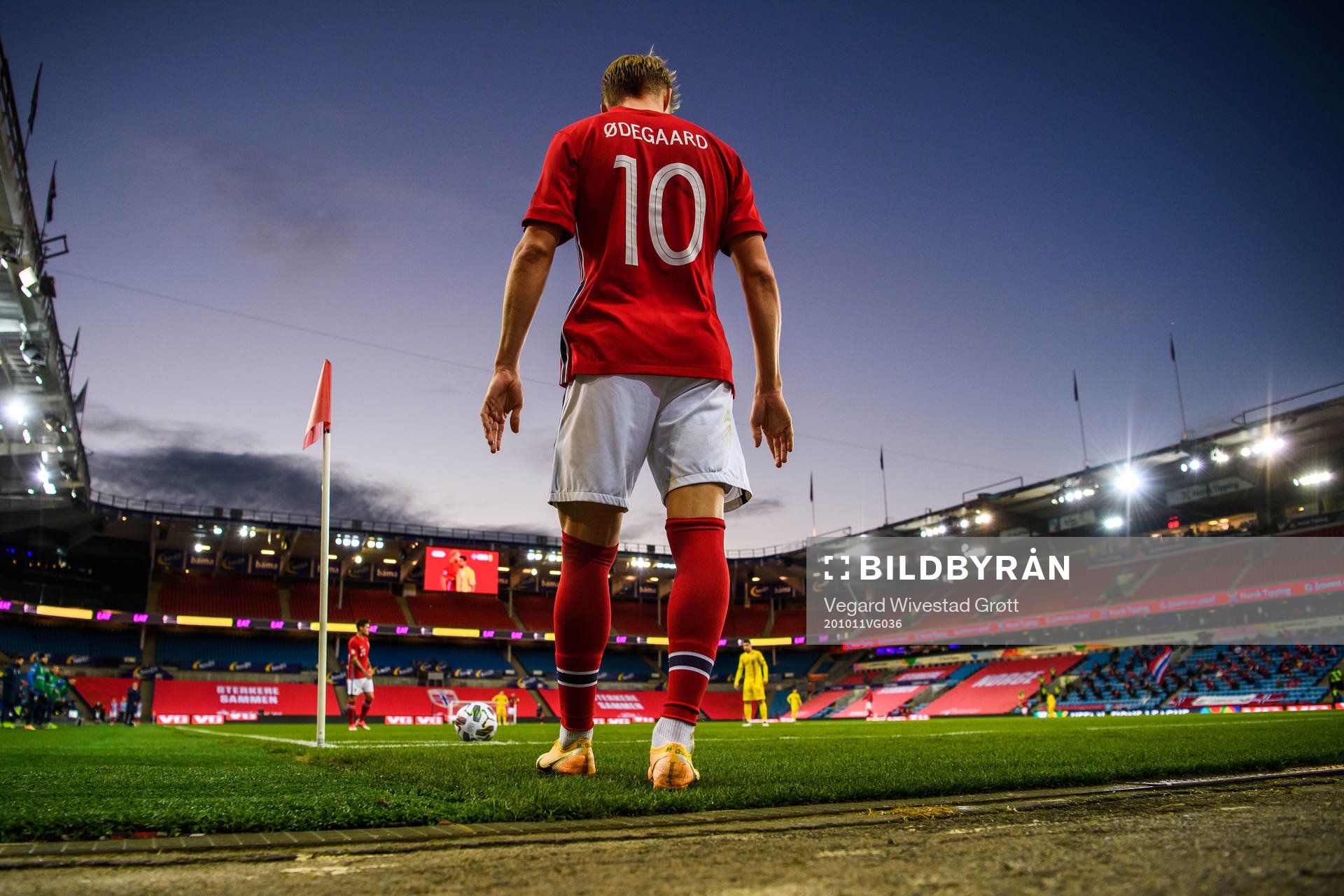 Martin Ødegaard of Norway with a corner