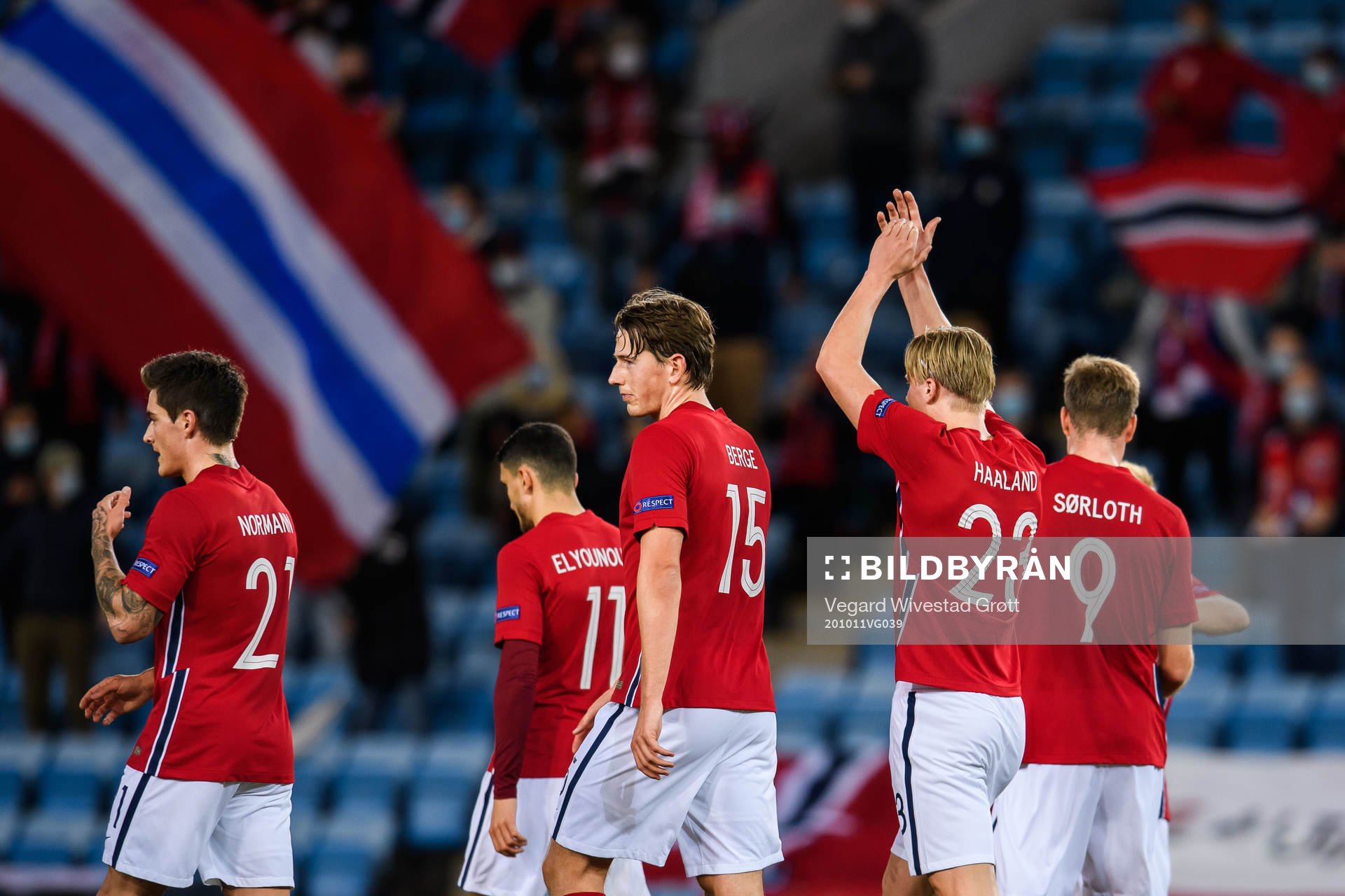 Erling Braut Haaland of Norway celebrates the 2-0 goal during the UEFA Nations League football match between Norway and Romania on October 11, 2020 in Oslo.