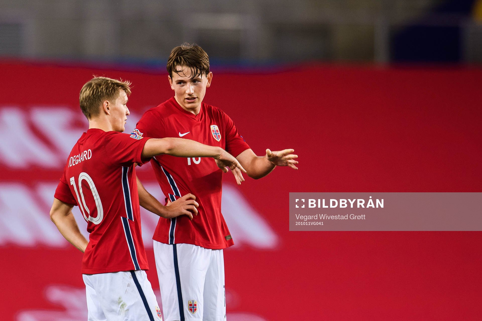 Martin Ødegaard and Sander Berge of Norway