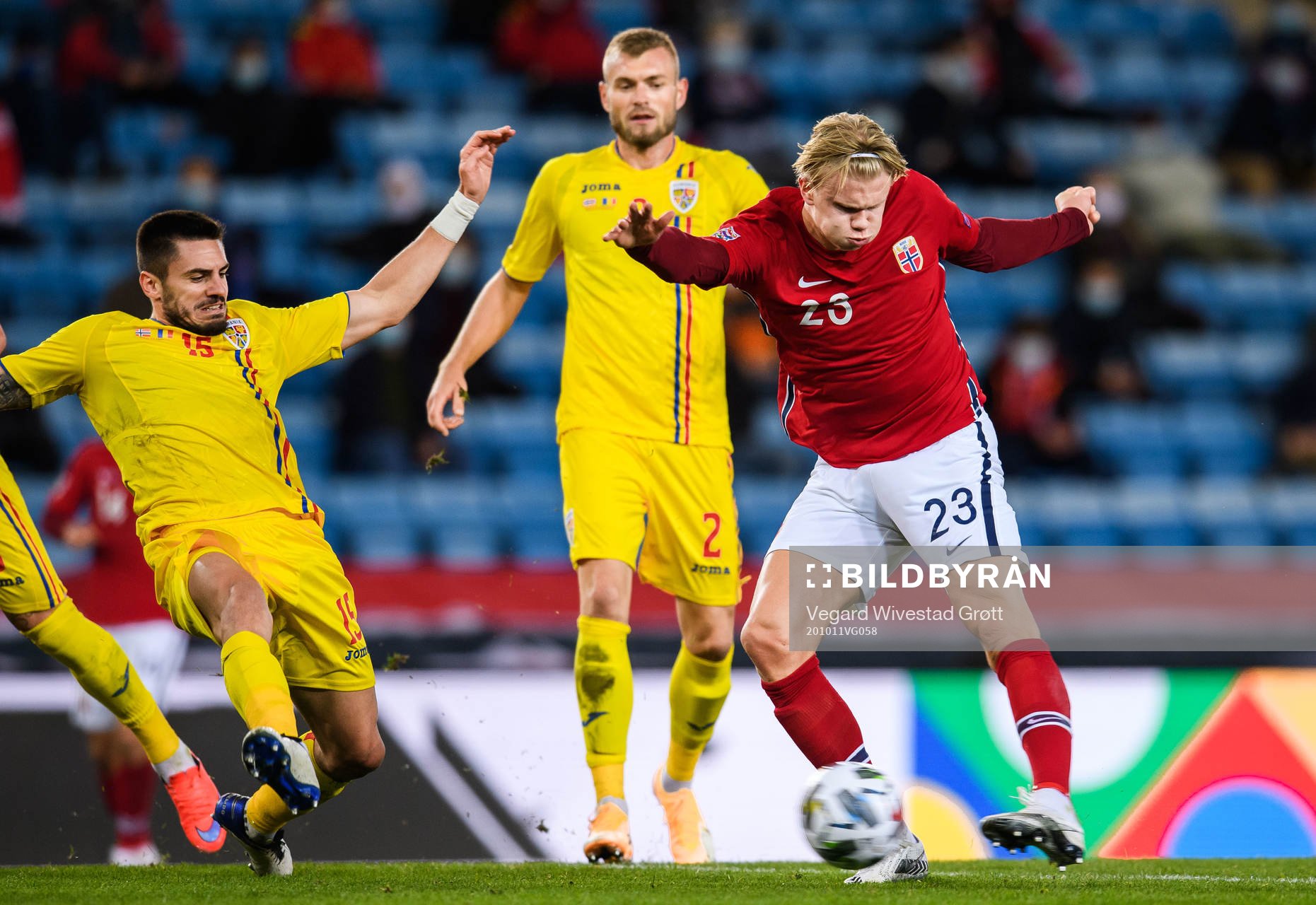 Erling Braut Haaland of Norway scores the 4-0 goal