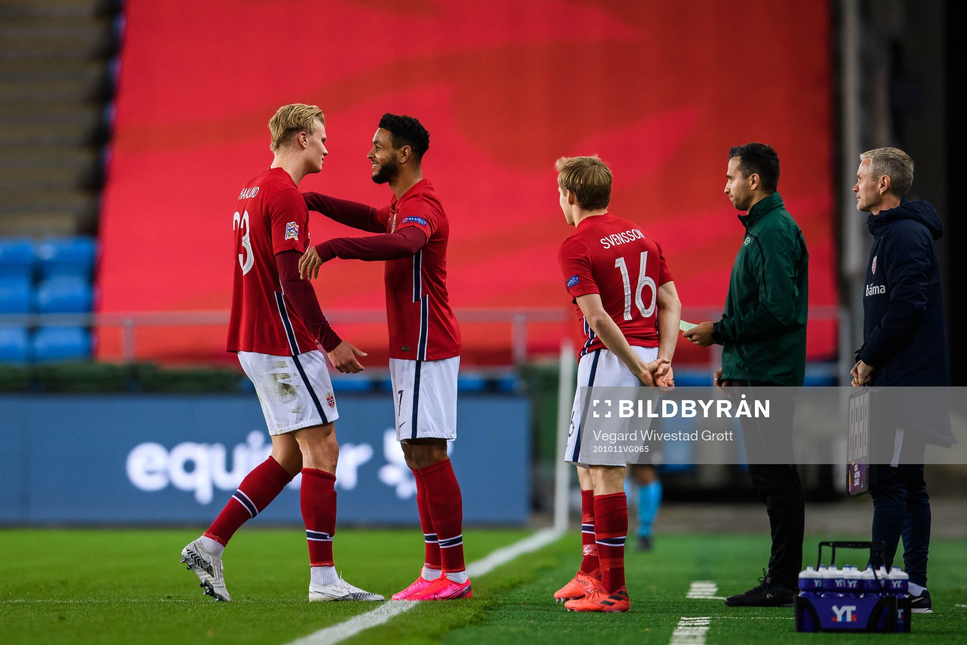 Erling Braut Haaland changes with Joshua King of Norway