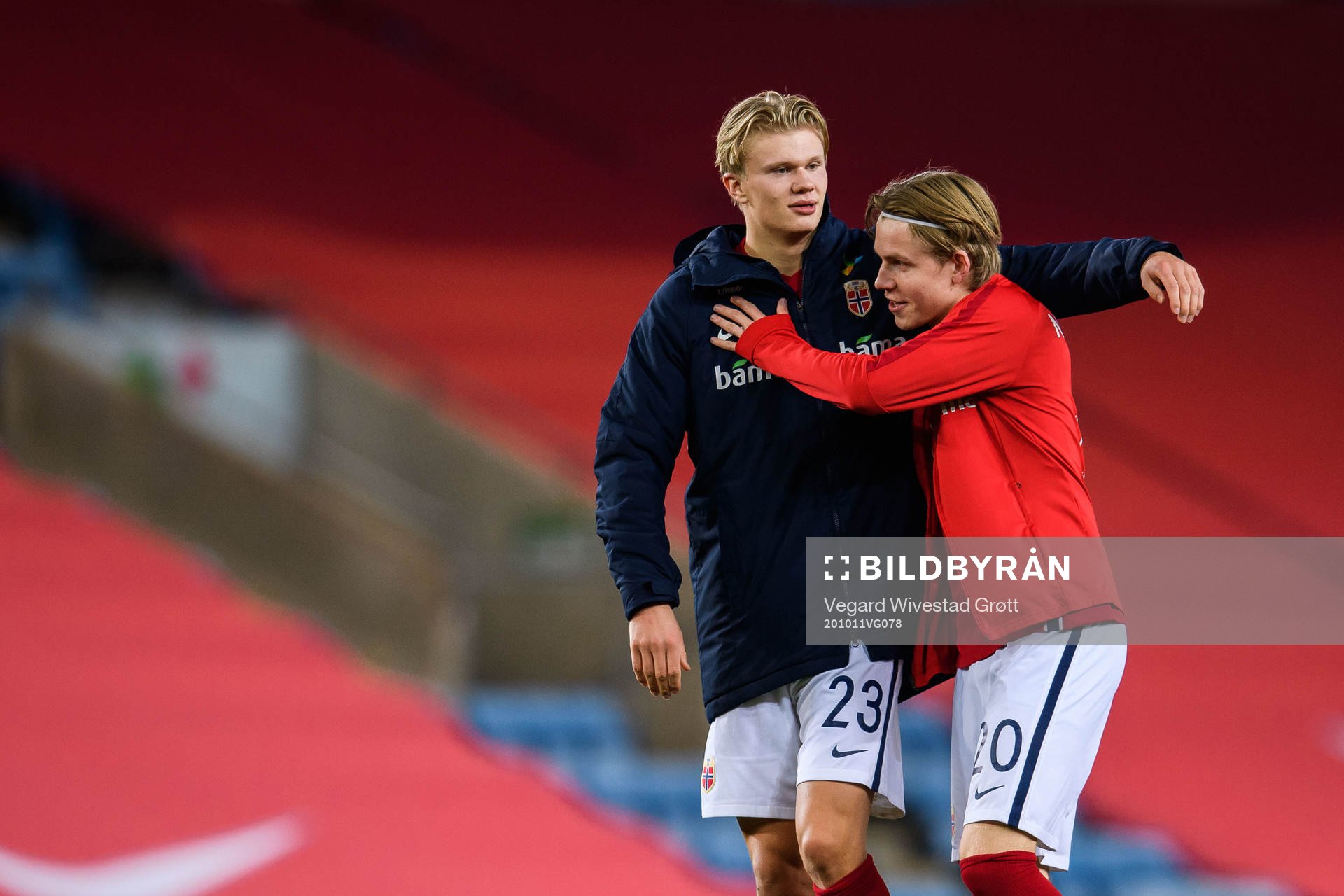 Erling Braut Haaland and Jens Petter Hauge of Norway