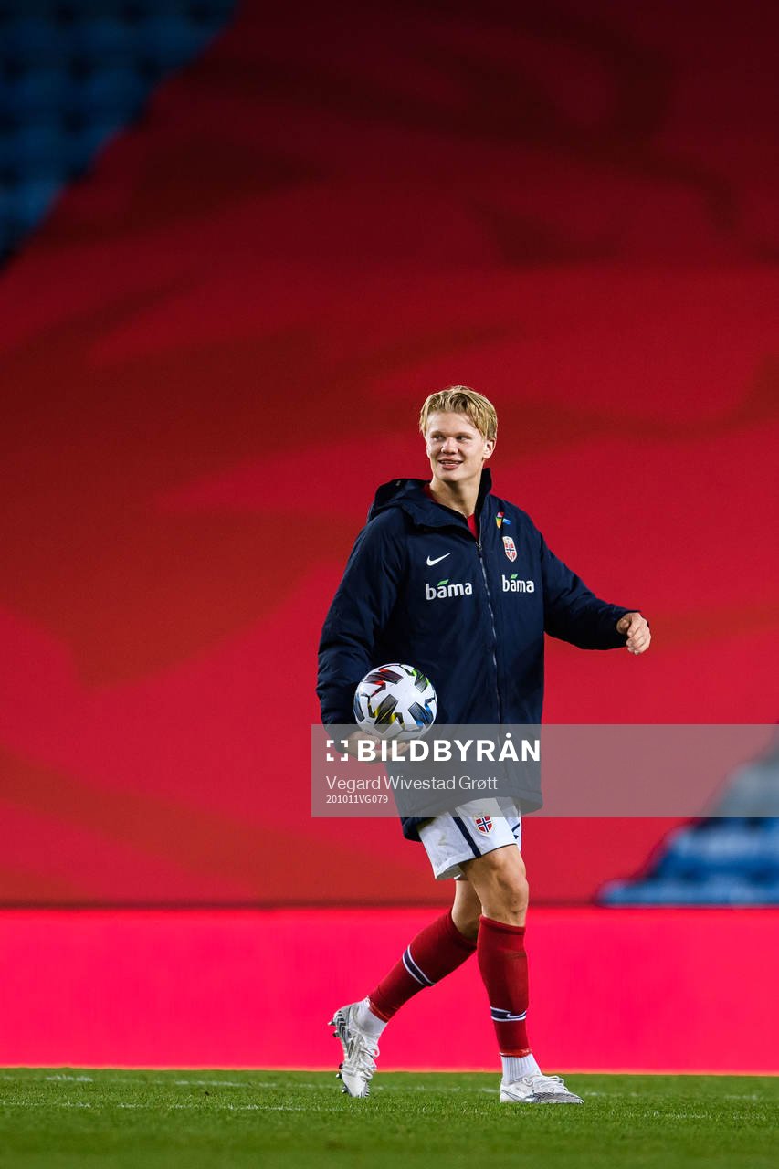Erling Braut Haaland of Norway with the matchball