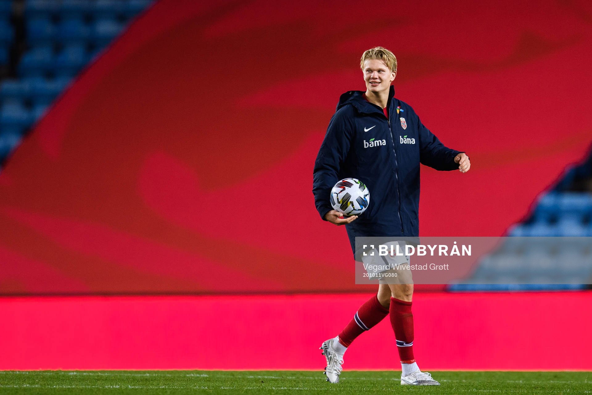 Erling Braut Haaland of Norway with the matchball