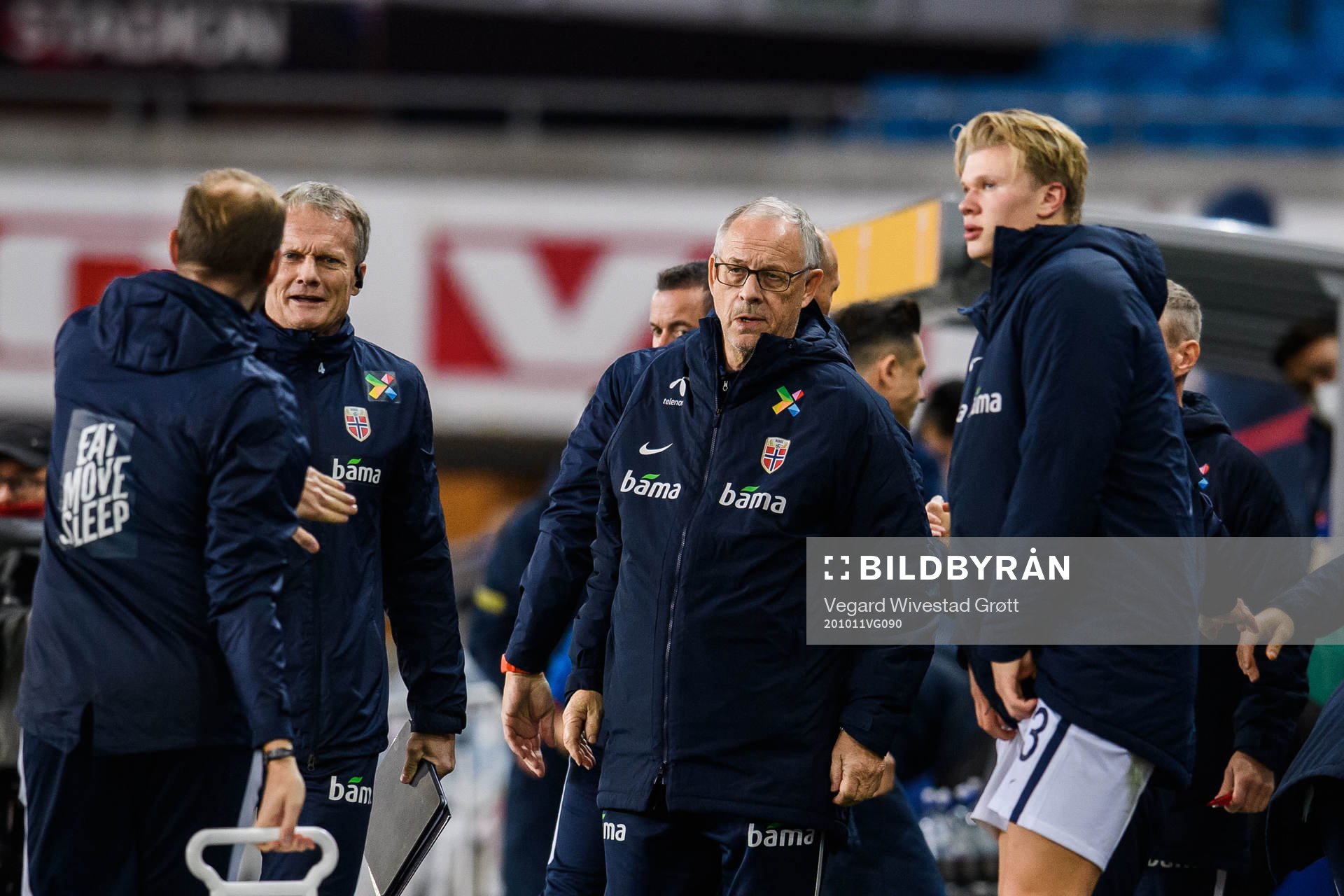 Lars Lagerbäck, head coach of Norway, and Erling Braut