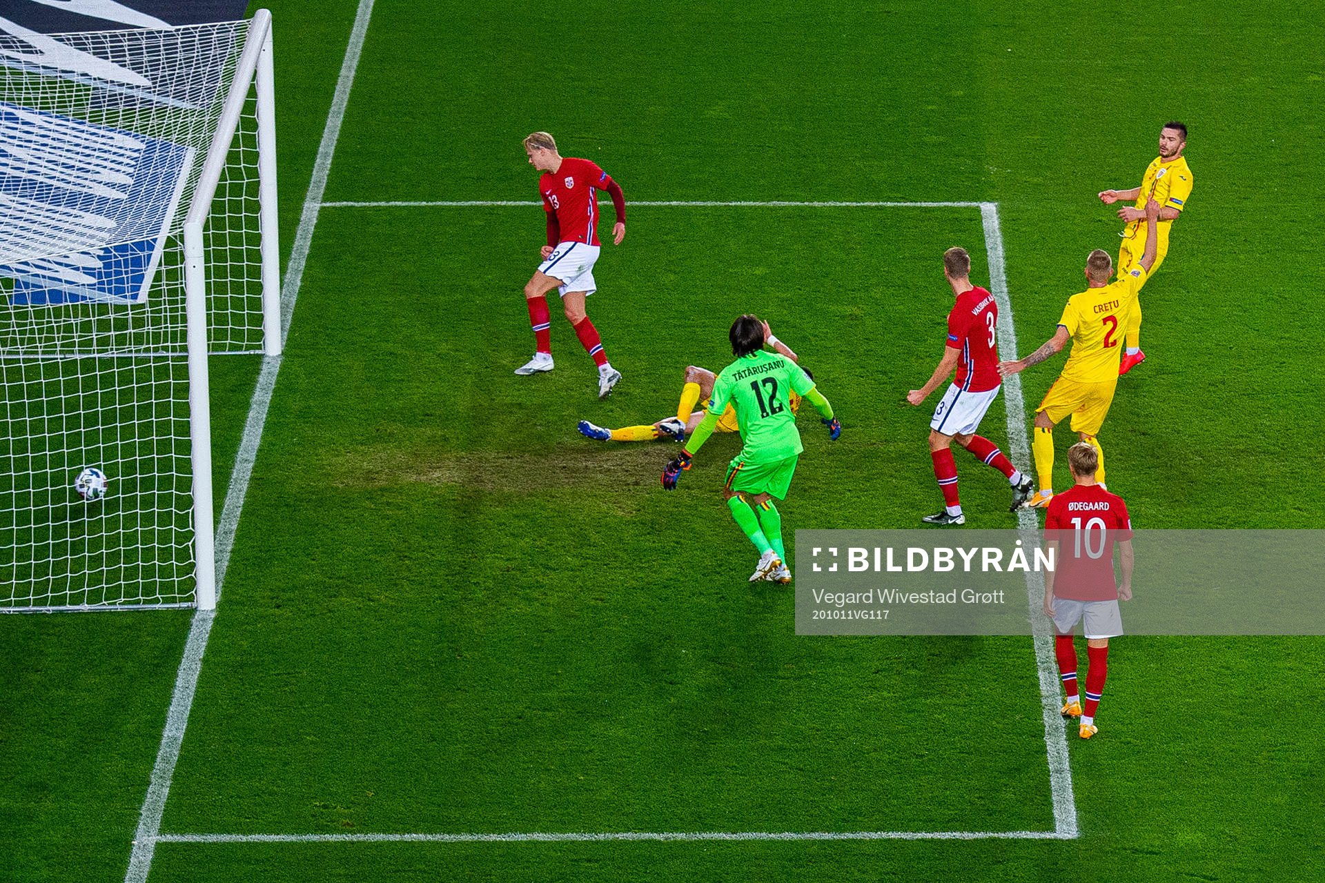 Erling Braut Haaland of Norway scores the 3-0 goal