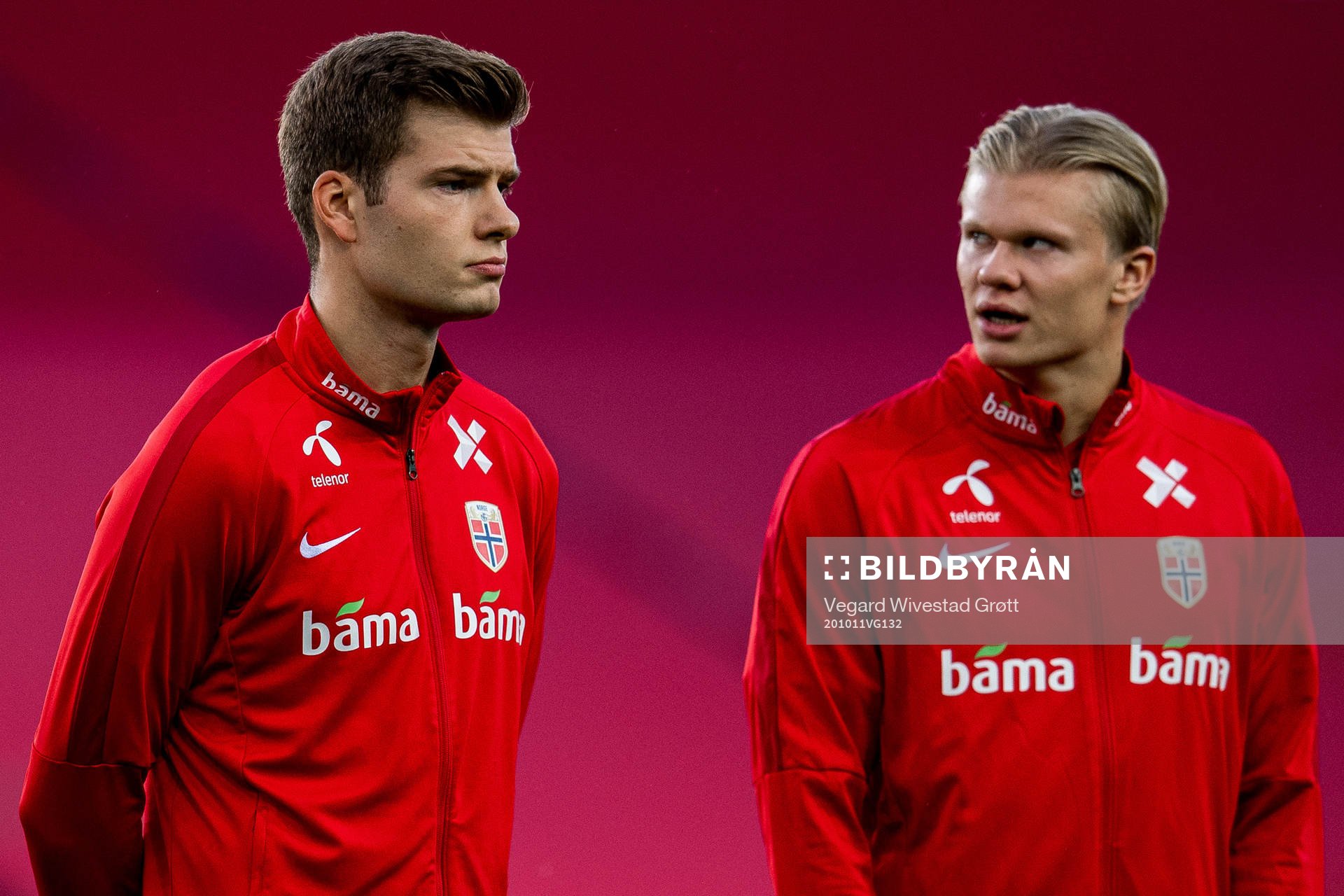 Alexander Sørloth and Erling Braut Haaland of Norway