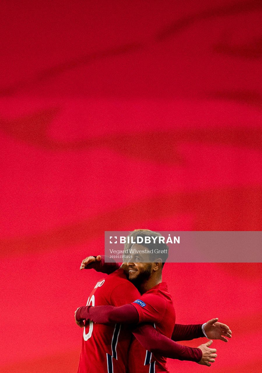 Erling Braut Haaland of Norway changes with teammate Joshua