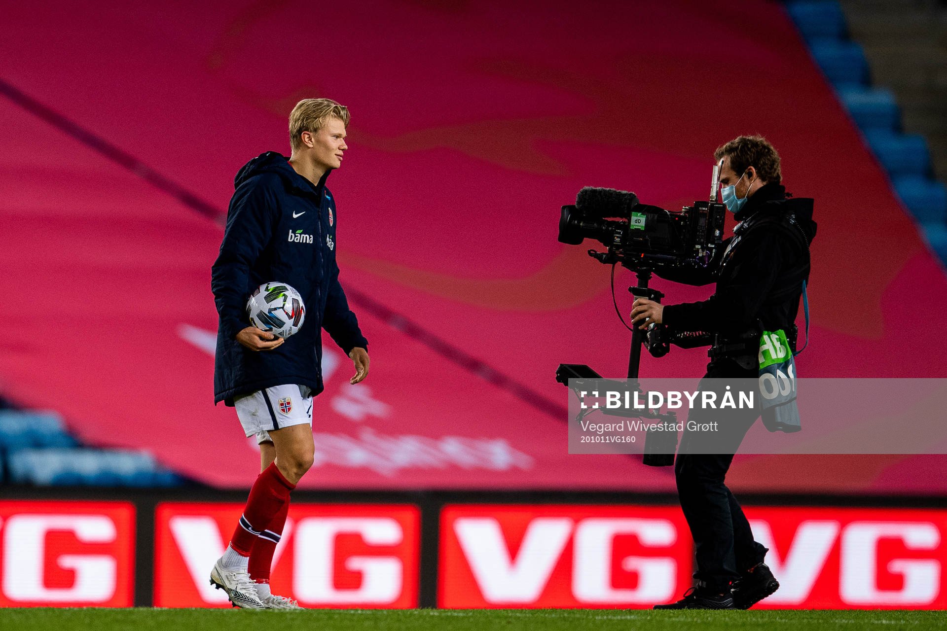 Erling Braut Haaland of Norway with the matchball