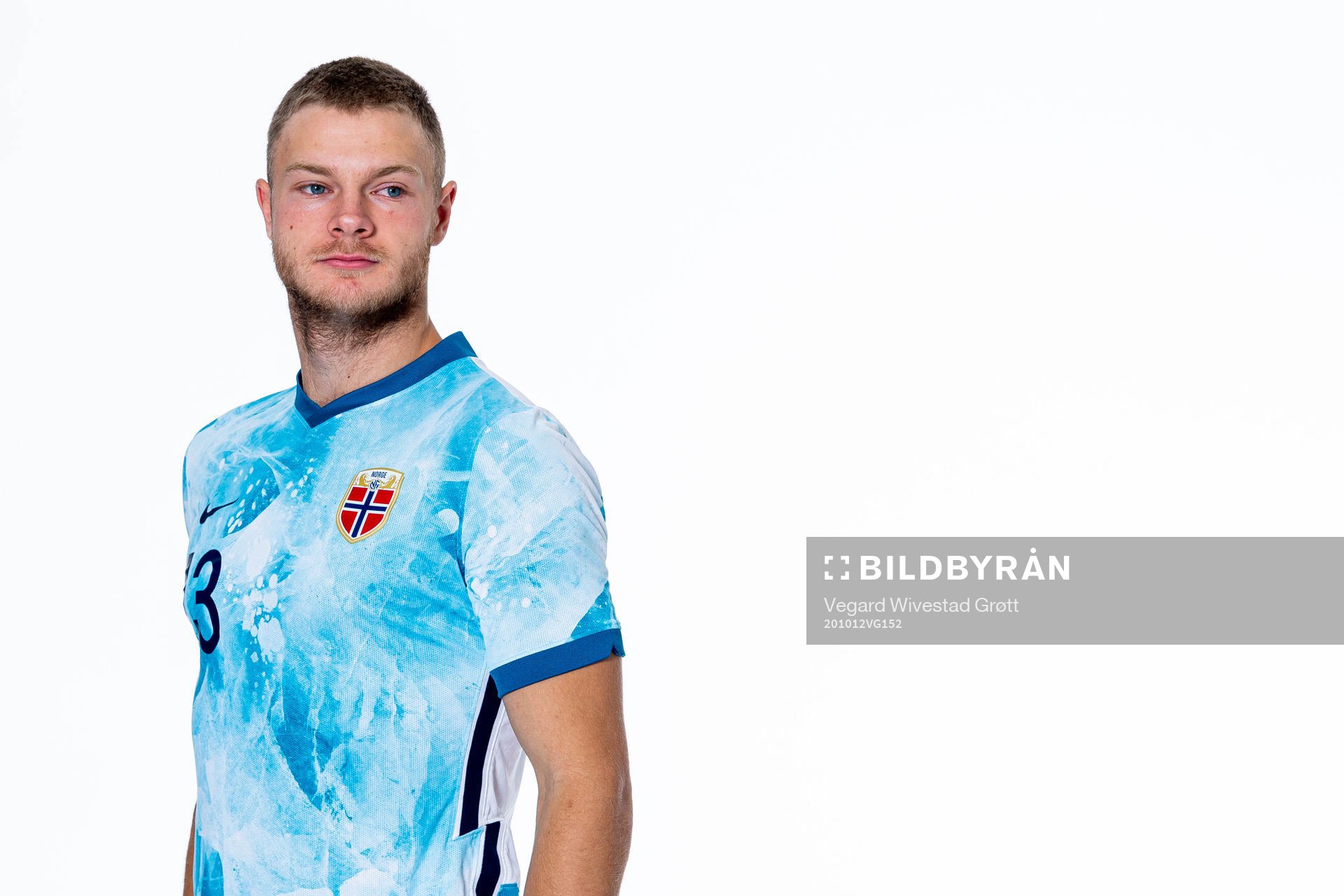 Ulrik Fredriksen of the Norwegian national under-21 football team poses for a portrait on October 12, 2020 in Drammen.