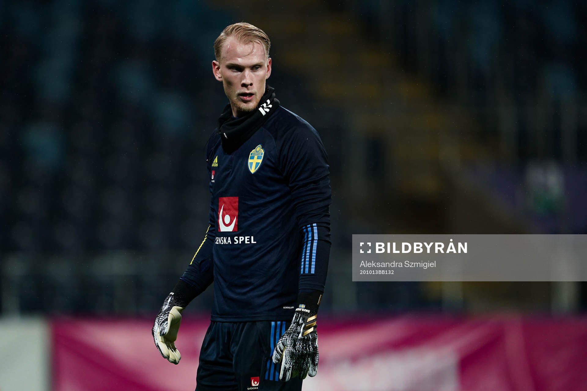 Goalkeeper Pontus Dahlberg of the UEFA Under-21 Qualifier