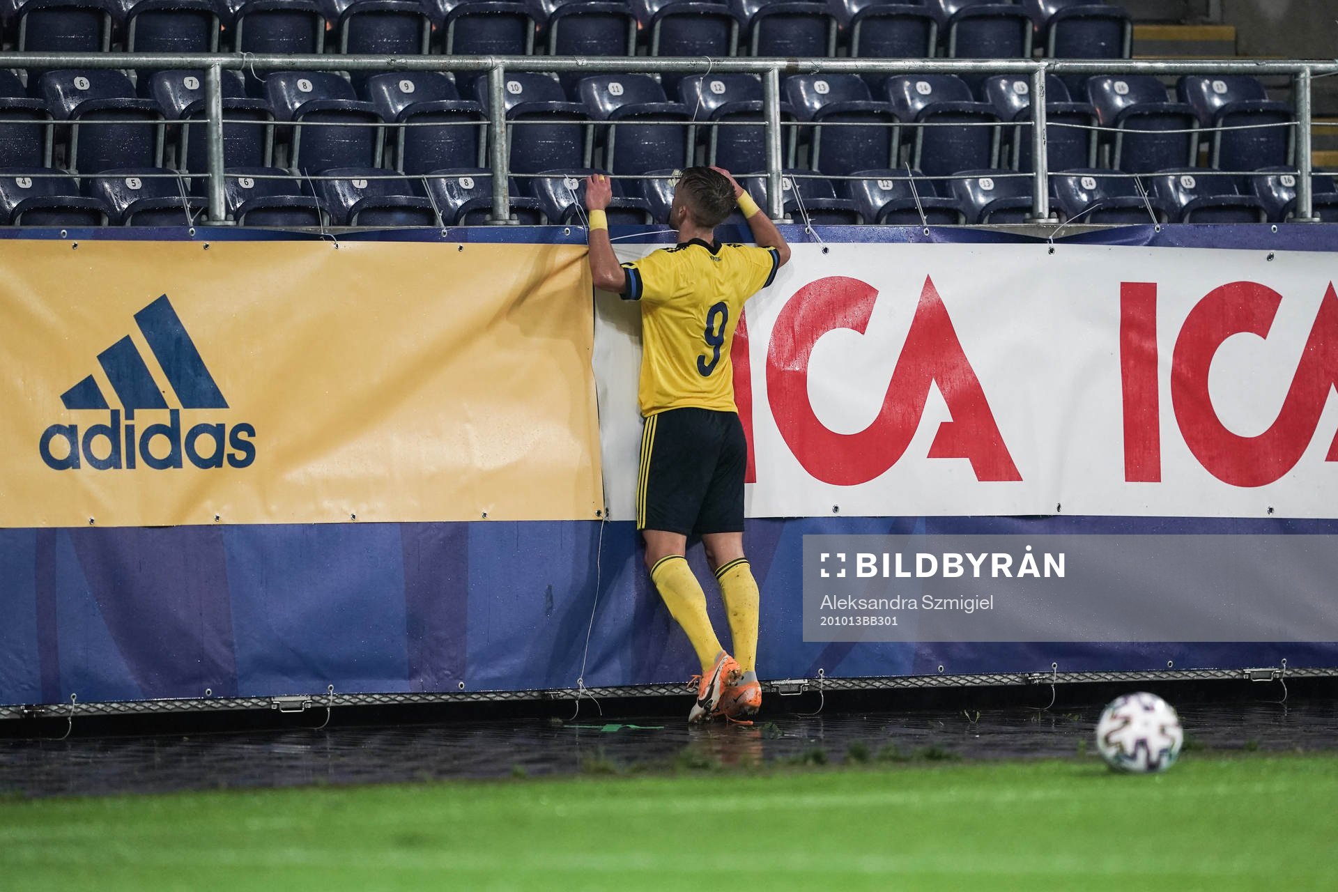 Jesper Karlsson of Sweden celebrates the 3-0 goal