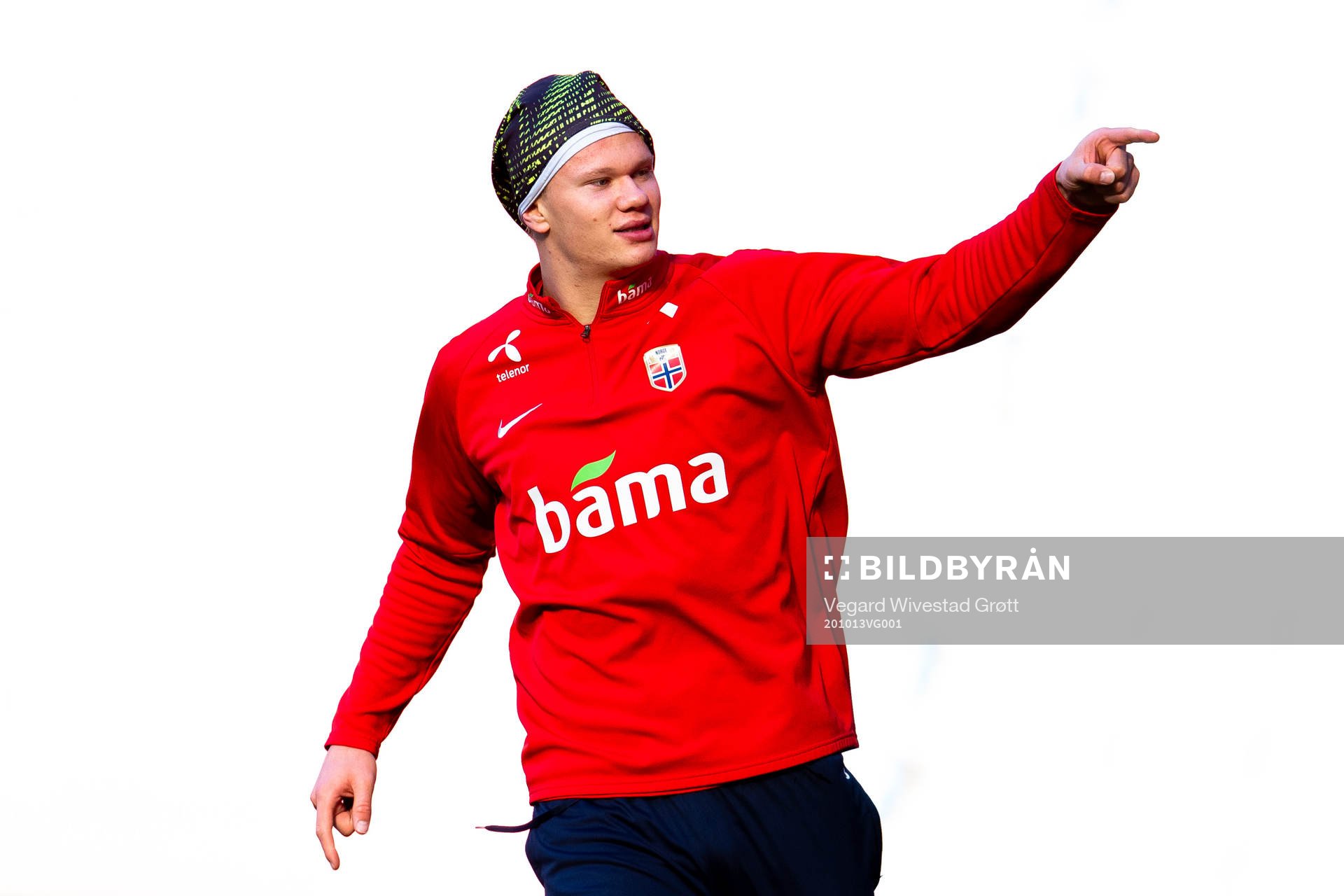 Erling Braut Haaland celebrates during a training session with the Norwegian national football team on October 13, 2020 in Oslo.