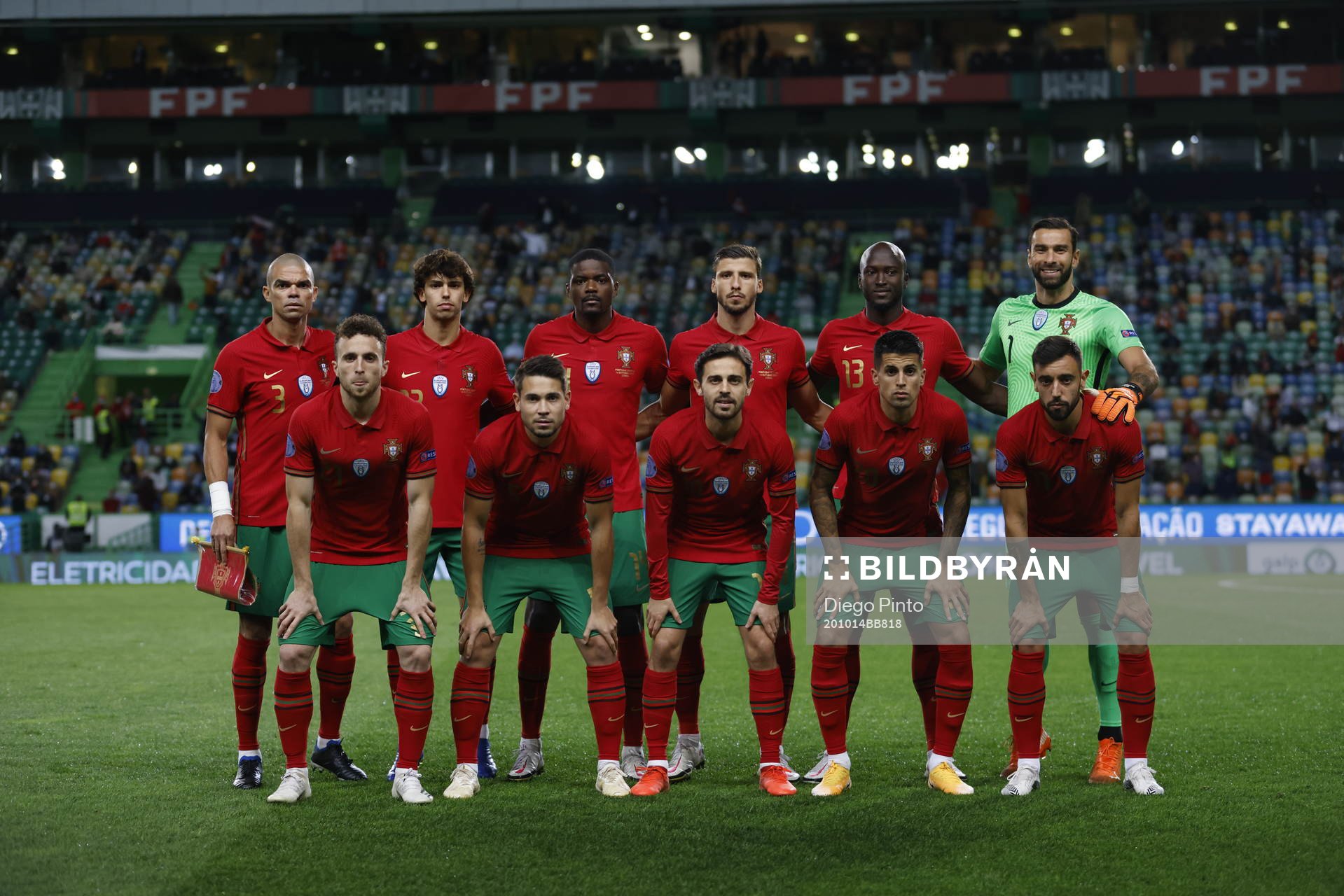 The starting eleven of Portugal pose for a team photo