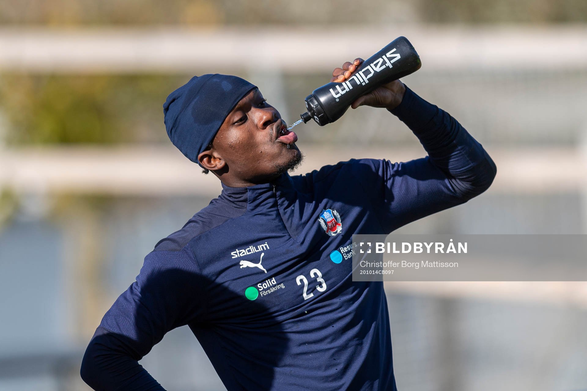Noel Mbo under en träning med Helsingborg den 14 oktober 2020 i Helsingborg.