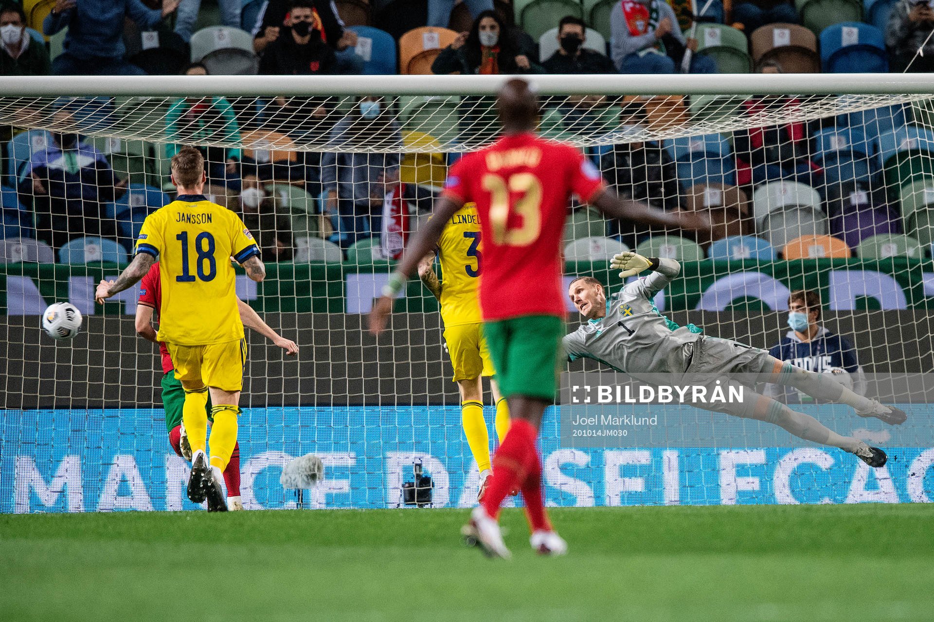 Bernardo Silva of Portugal (not in picture) scores 1-0