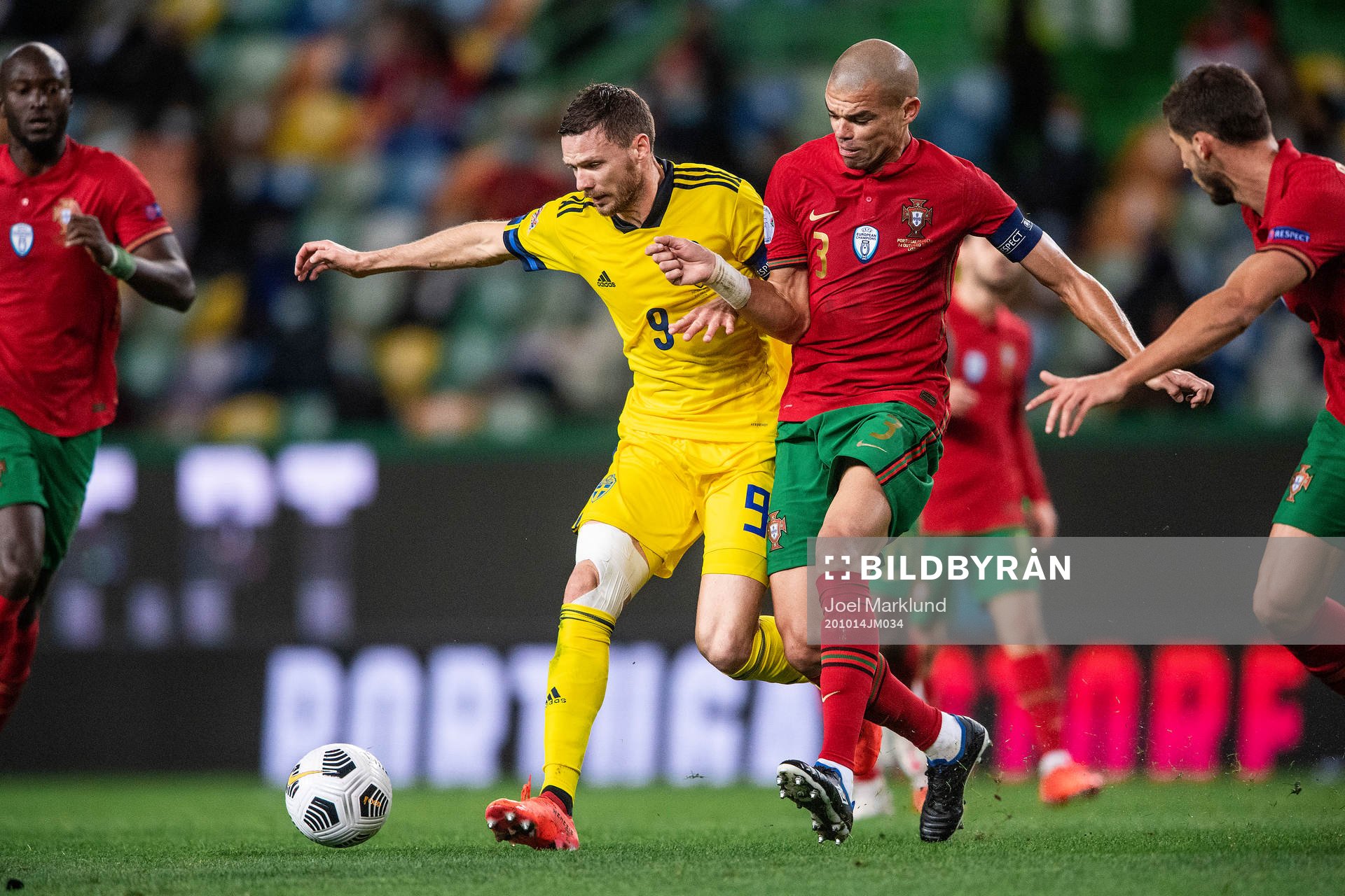 Marcus Berg of Sweden and Pepe of Portugal