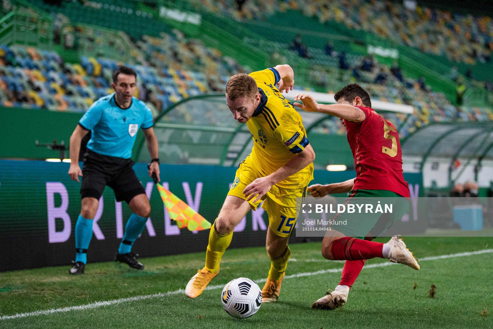 Dejan Kulusevski of Sweden and Raphael Guerreiro of Portugal