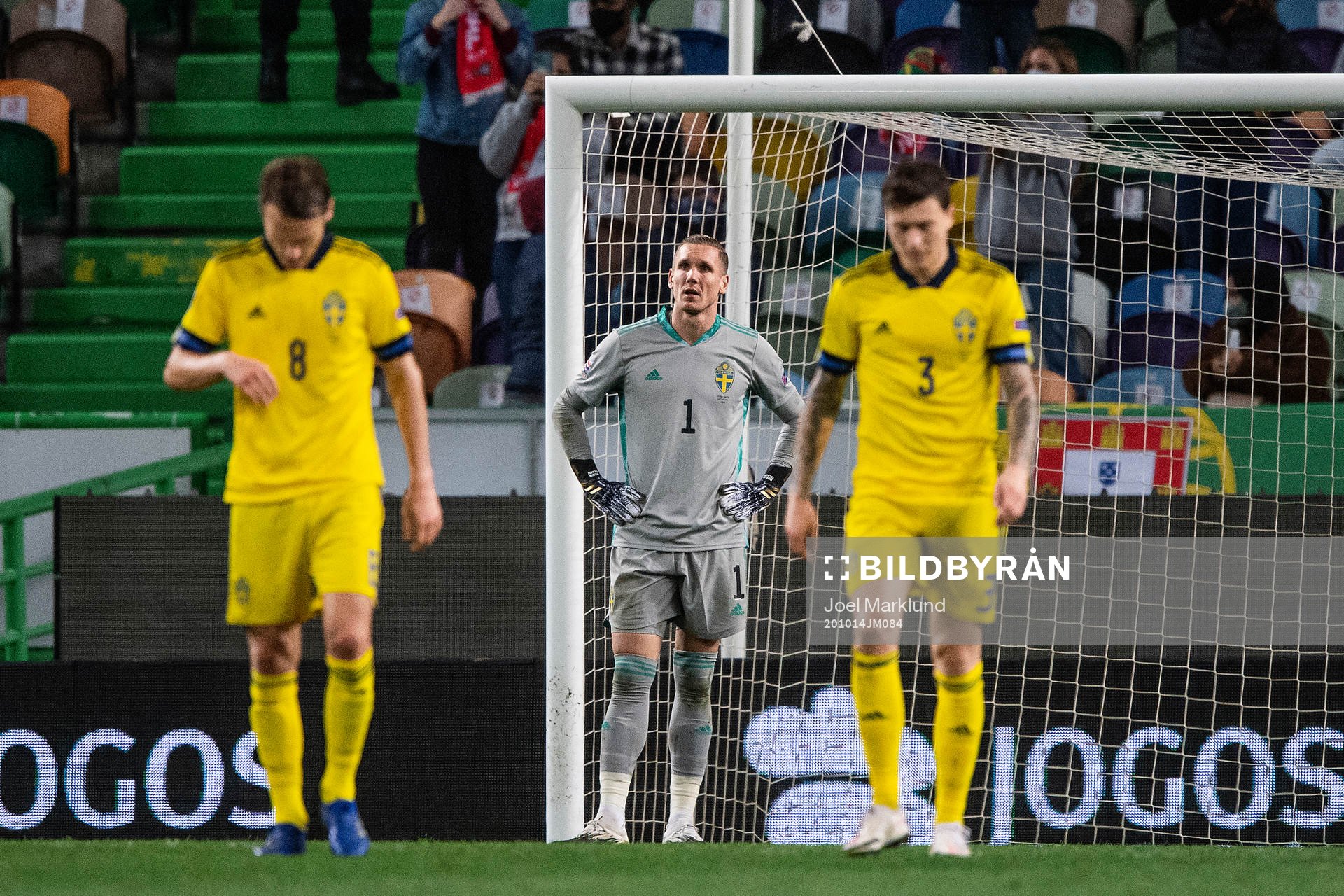 Albin Ekdal, goalkeeper Robin Olsen and Victor Nilsson