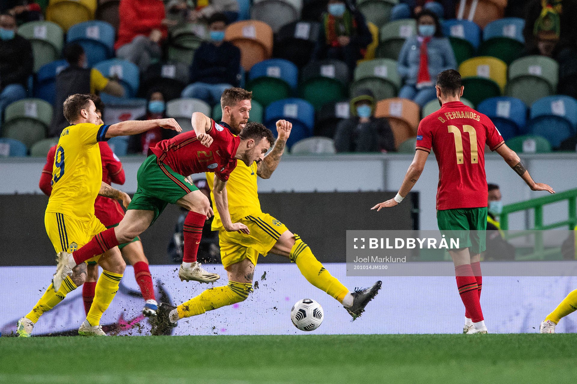 Diogo Jota of Portugal against Mattias Johansson and Pontus