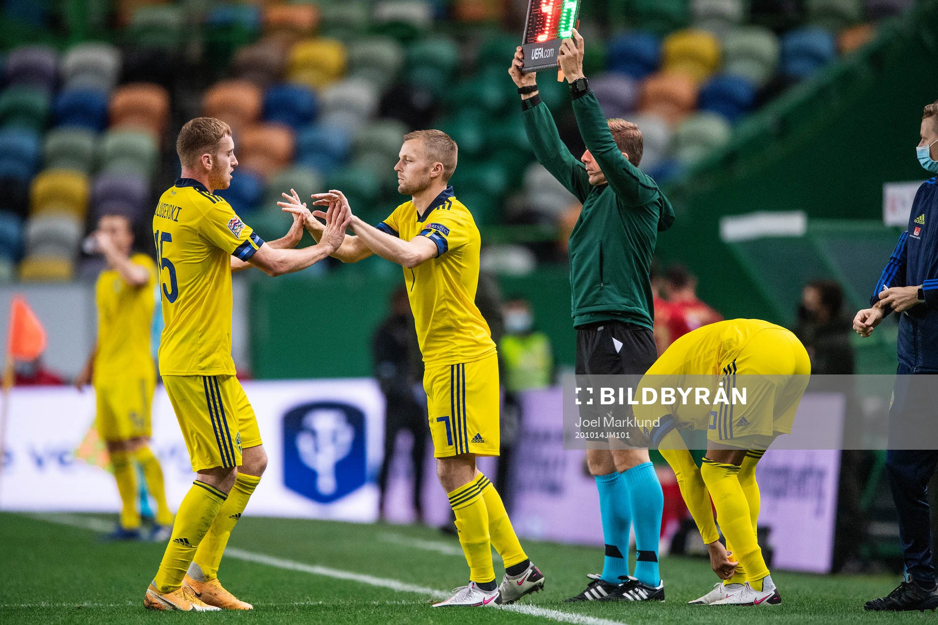 Dejan Kulusevski of Sweden and Sebastian Larsson of Sweden