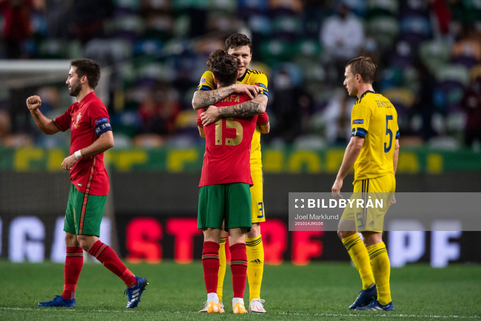 Victor Nilsson Lindelöf of Sweden and Rafa Silva of