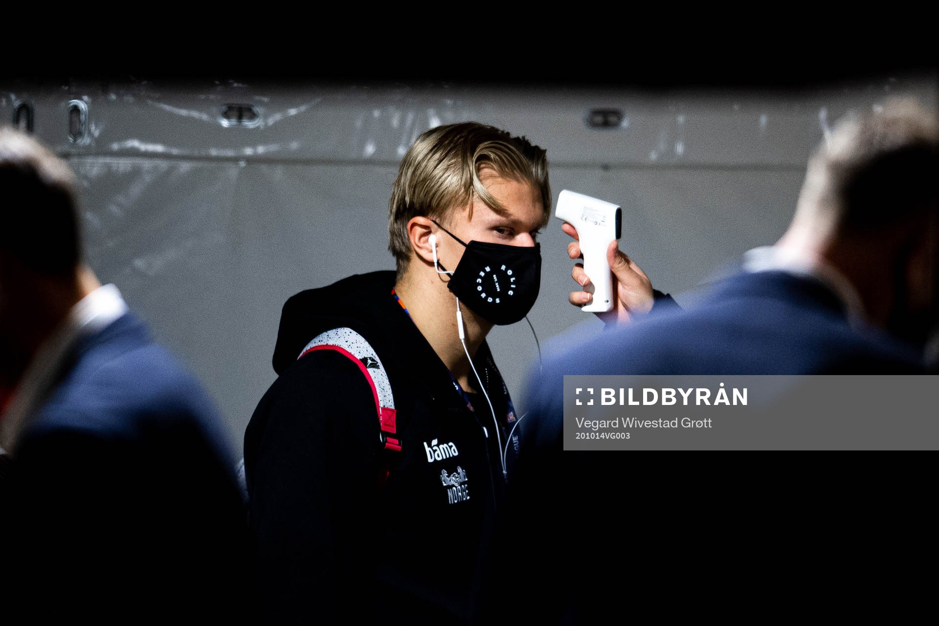 Erling Braut Haaland of Norway has his temperature checked