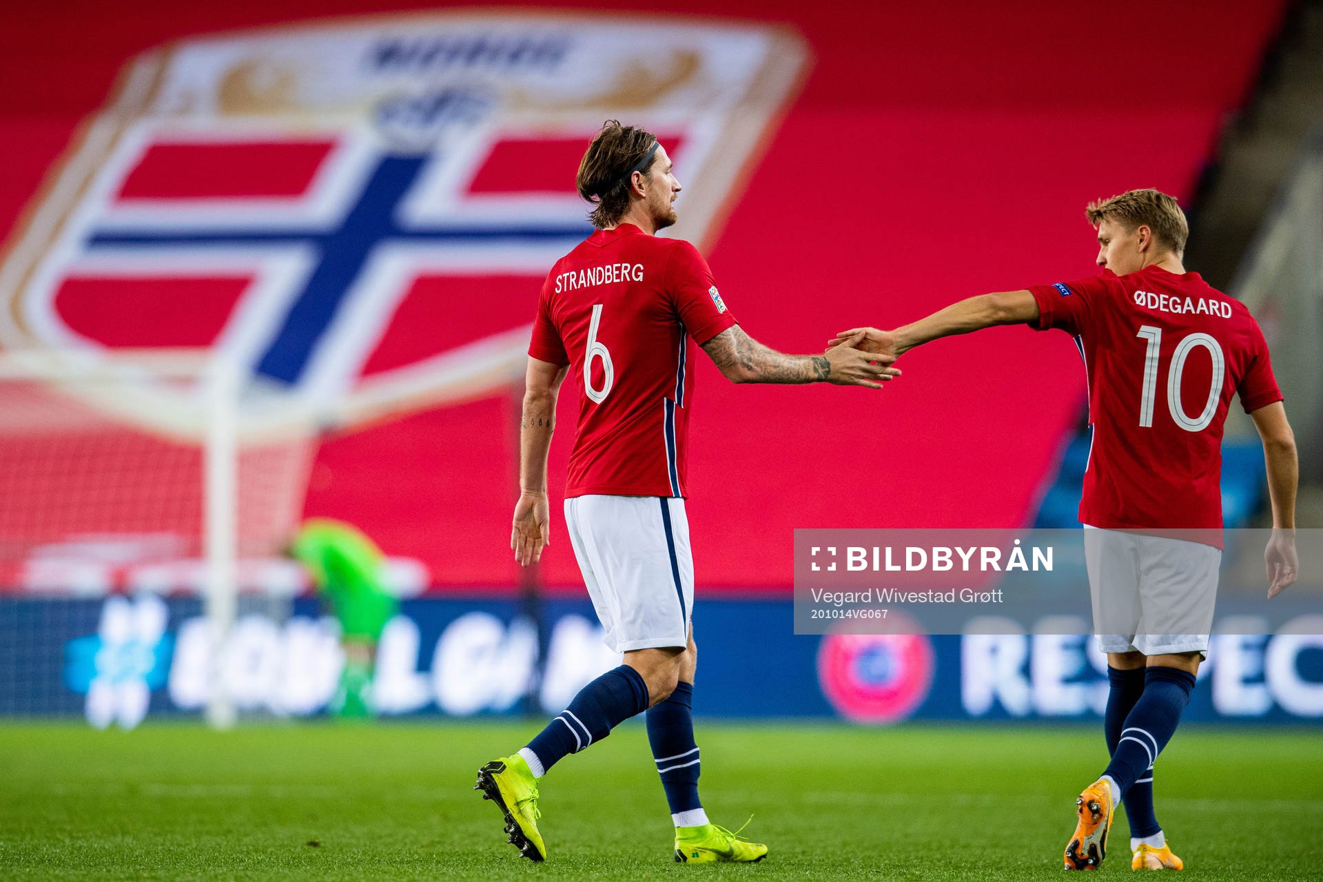 Stefan Strandberg of Norway celebrates with teammate Martin