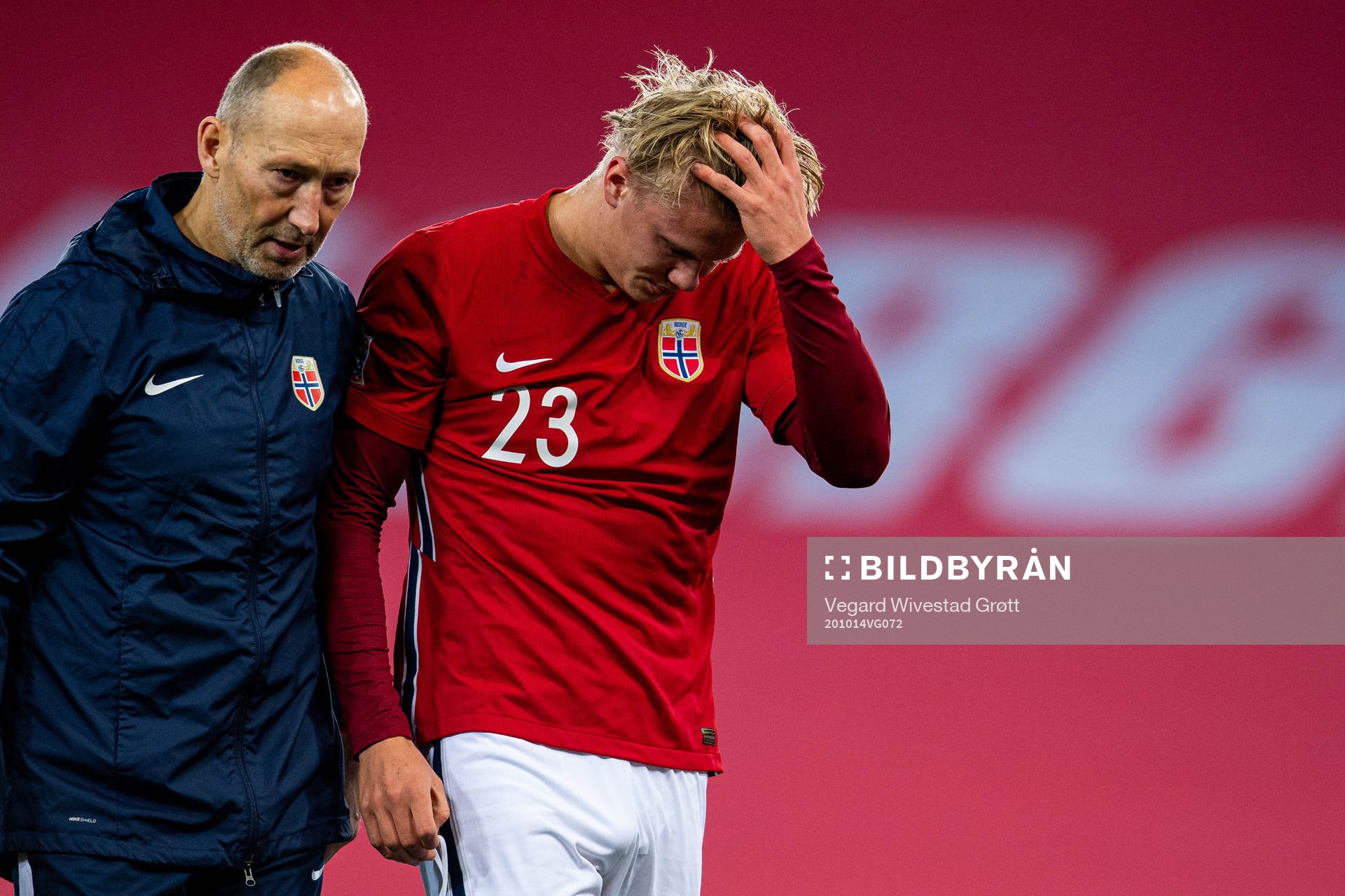 Erling Braut Haaland of Norway in pain