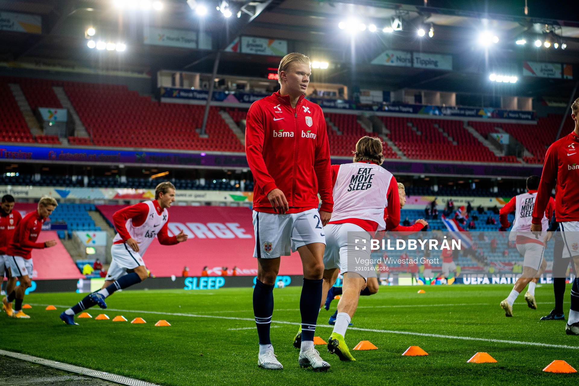 Erling Braut Haaland of Norway warms up