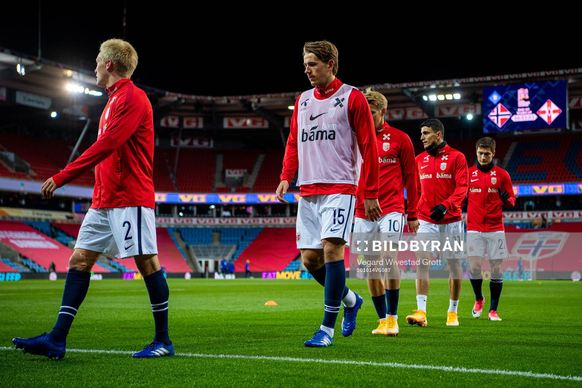 Sander Berge of Norway warms up