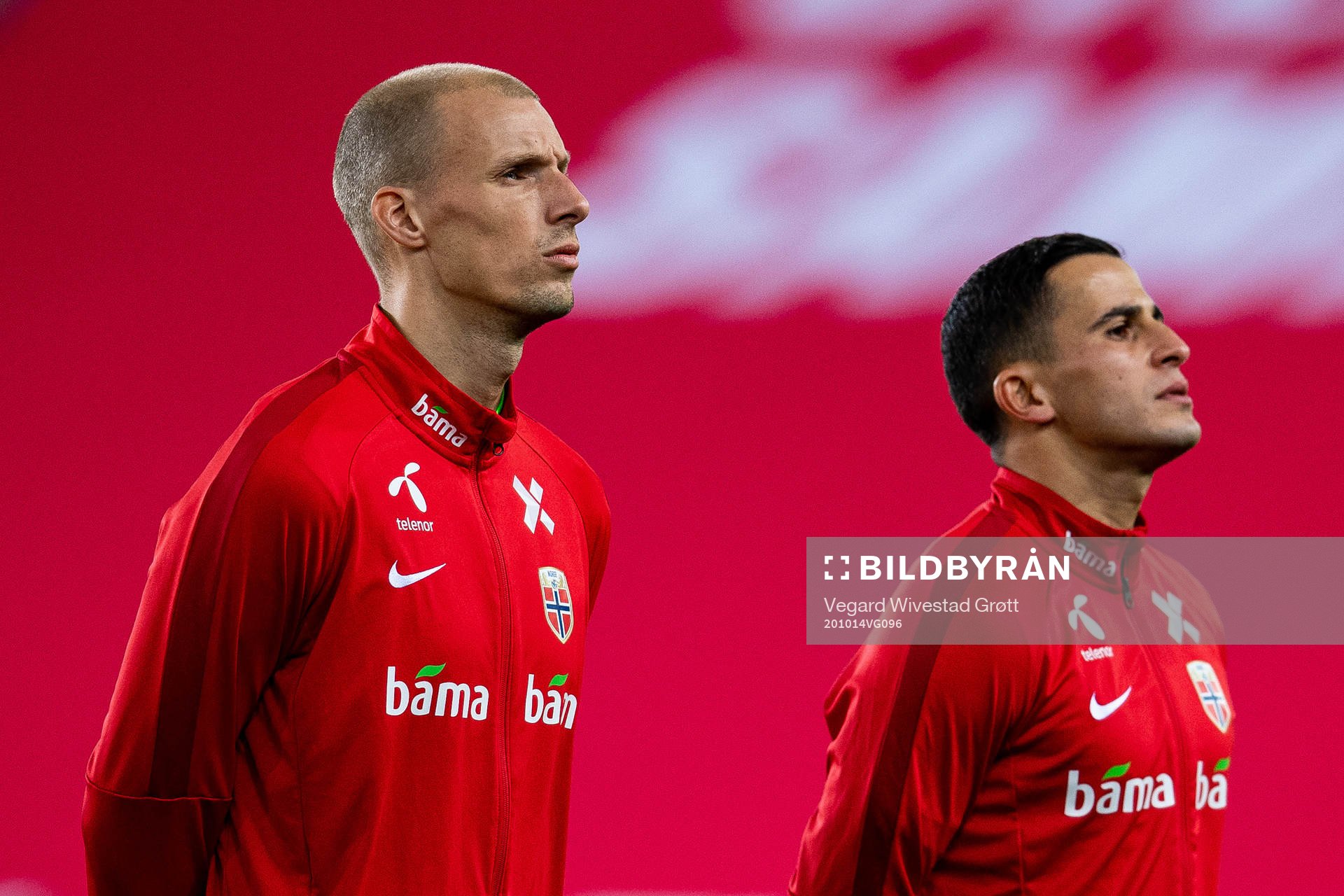 Goalkeeper André Hansen and Omar Elabdellaoui of Norway