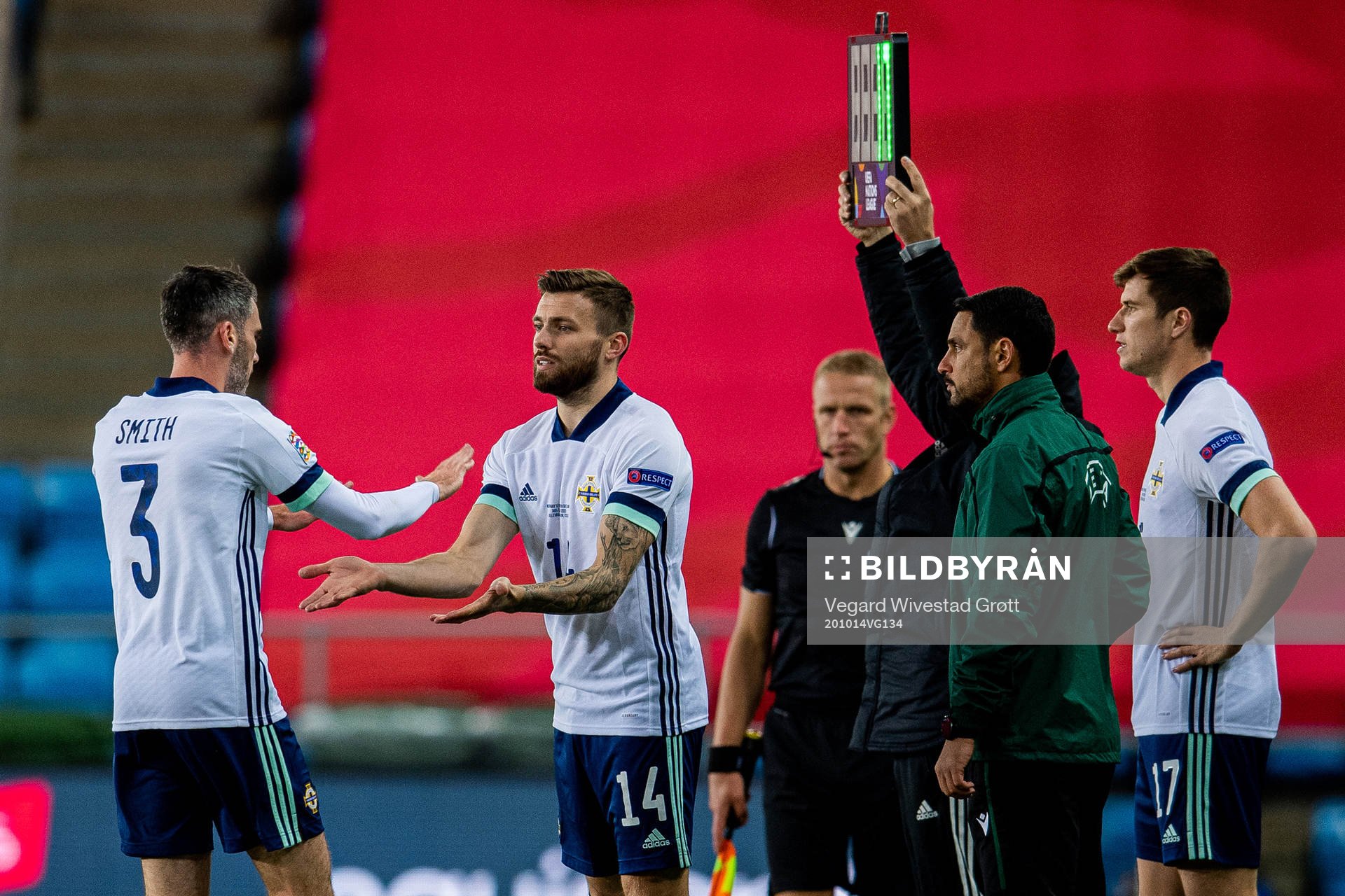 Michael Smith, Stuart Dallas and Paddy McNair of Northern