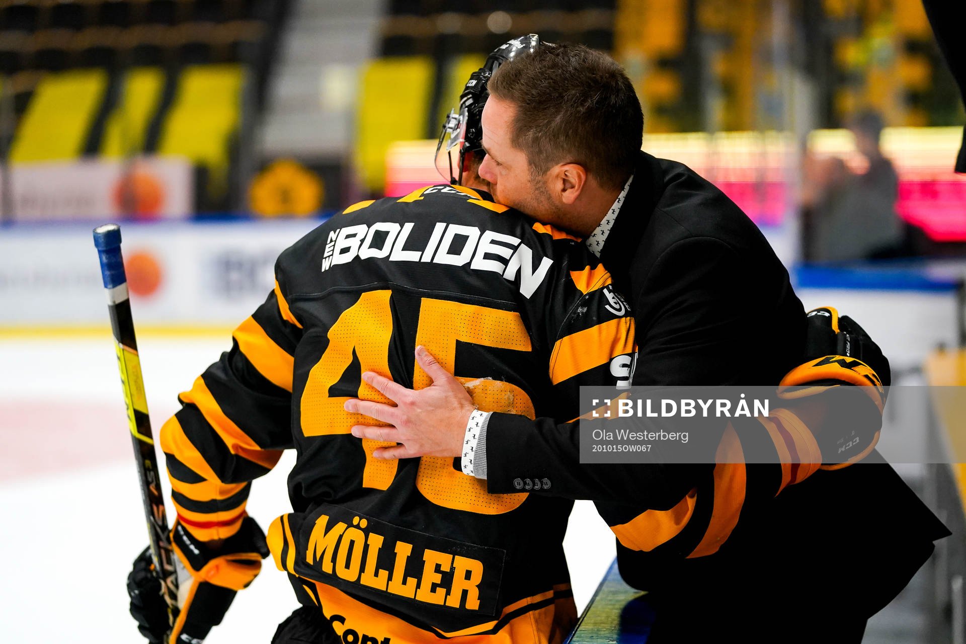 Skellefteås Oscar Möller och tränare Stefan Hedlund