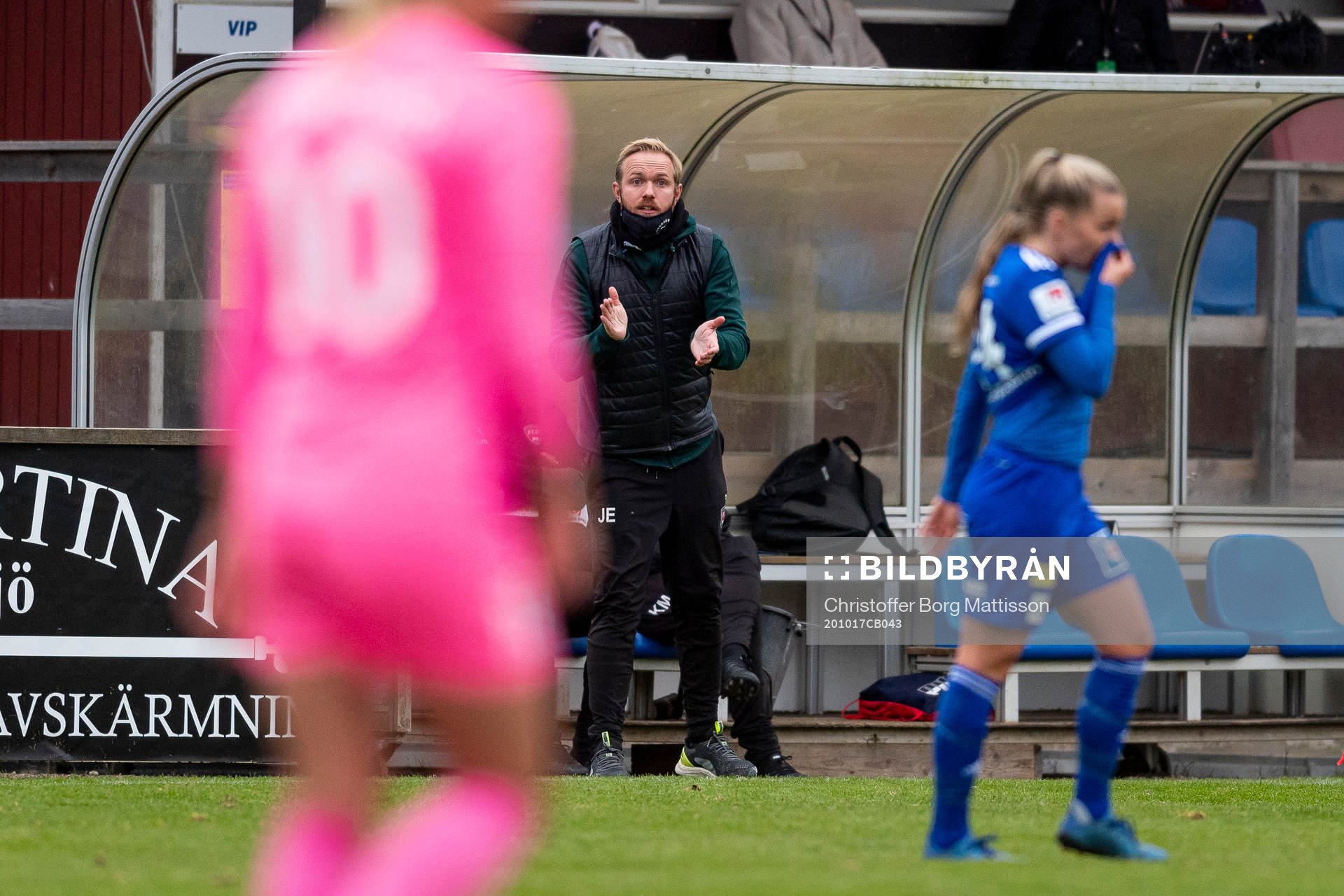 Rosengårds tränare Jonas Eidevall under fotbollsmatchen i Damallsvenskan mellan Vittsjö och FC Rosengård den 17 oktober 2020 i Vittsjö.