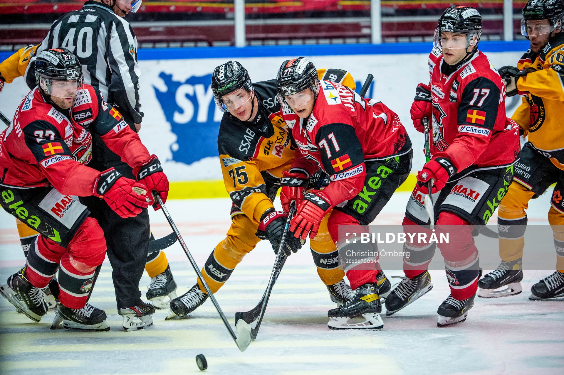 Malmö Redhawks Jan-Mikael Järvinen, Pontus Westerholm och