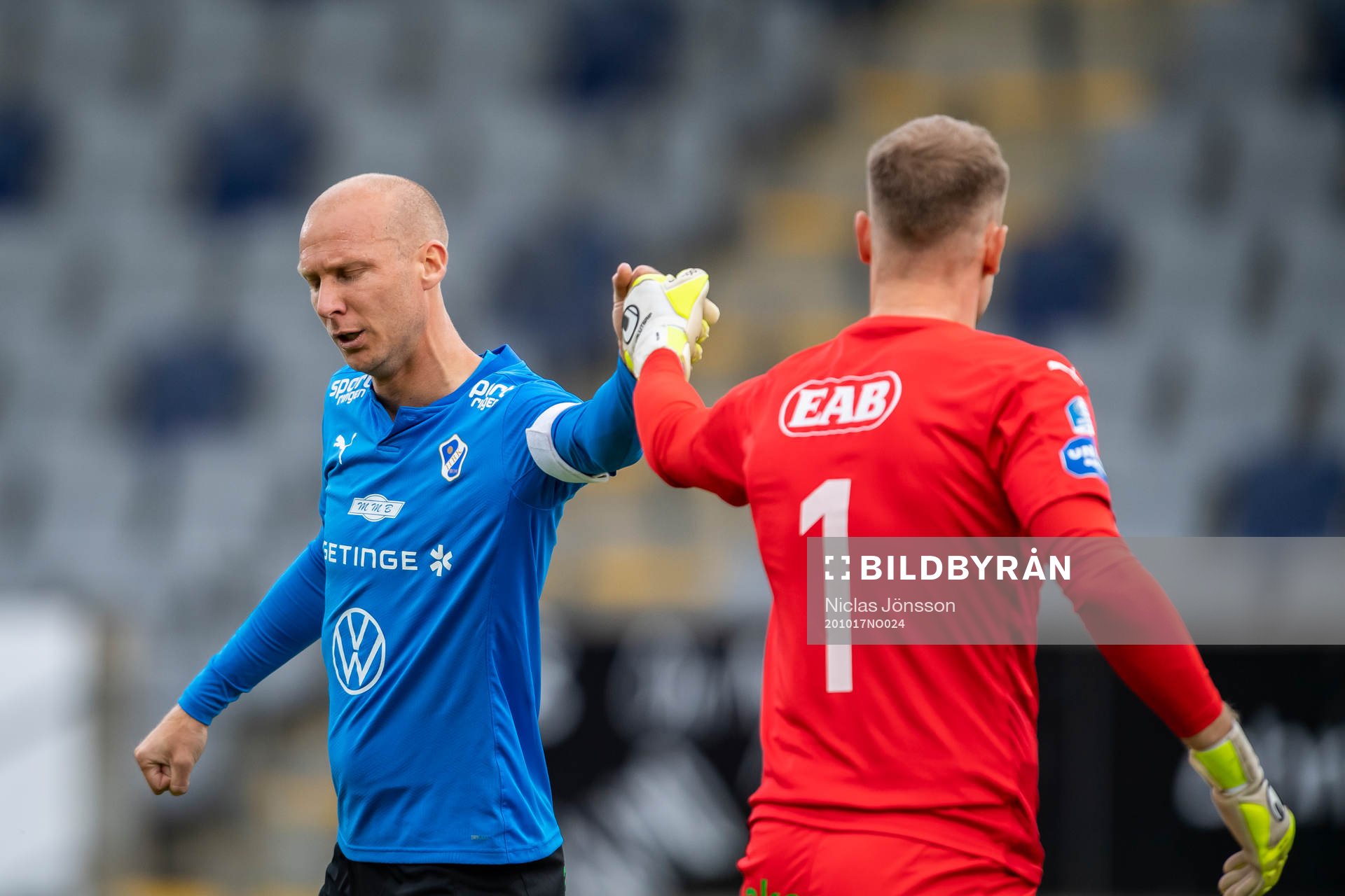 Halmstads Andreas Johansson och målvakt Malkolm Nilsson