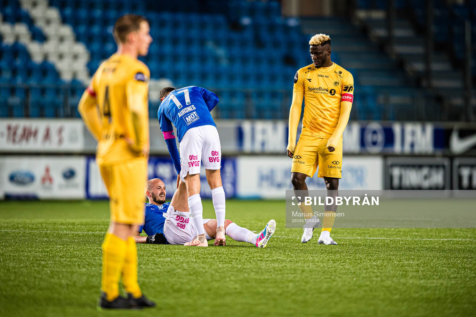 Eirik Hestad of Molde in pain