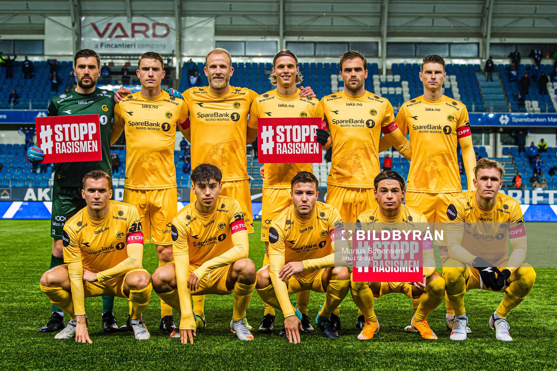 The starting eleven of Bodø/Glimt, from the top left;
