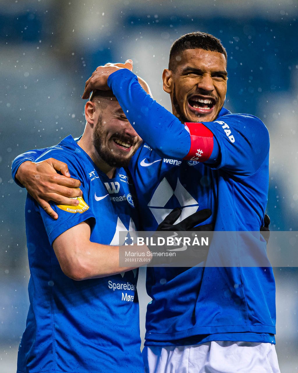 Eirik Hestad of Molde celebrates with Ohikhuaeme Ohi
