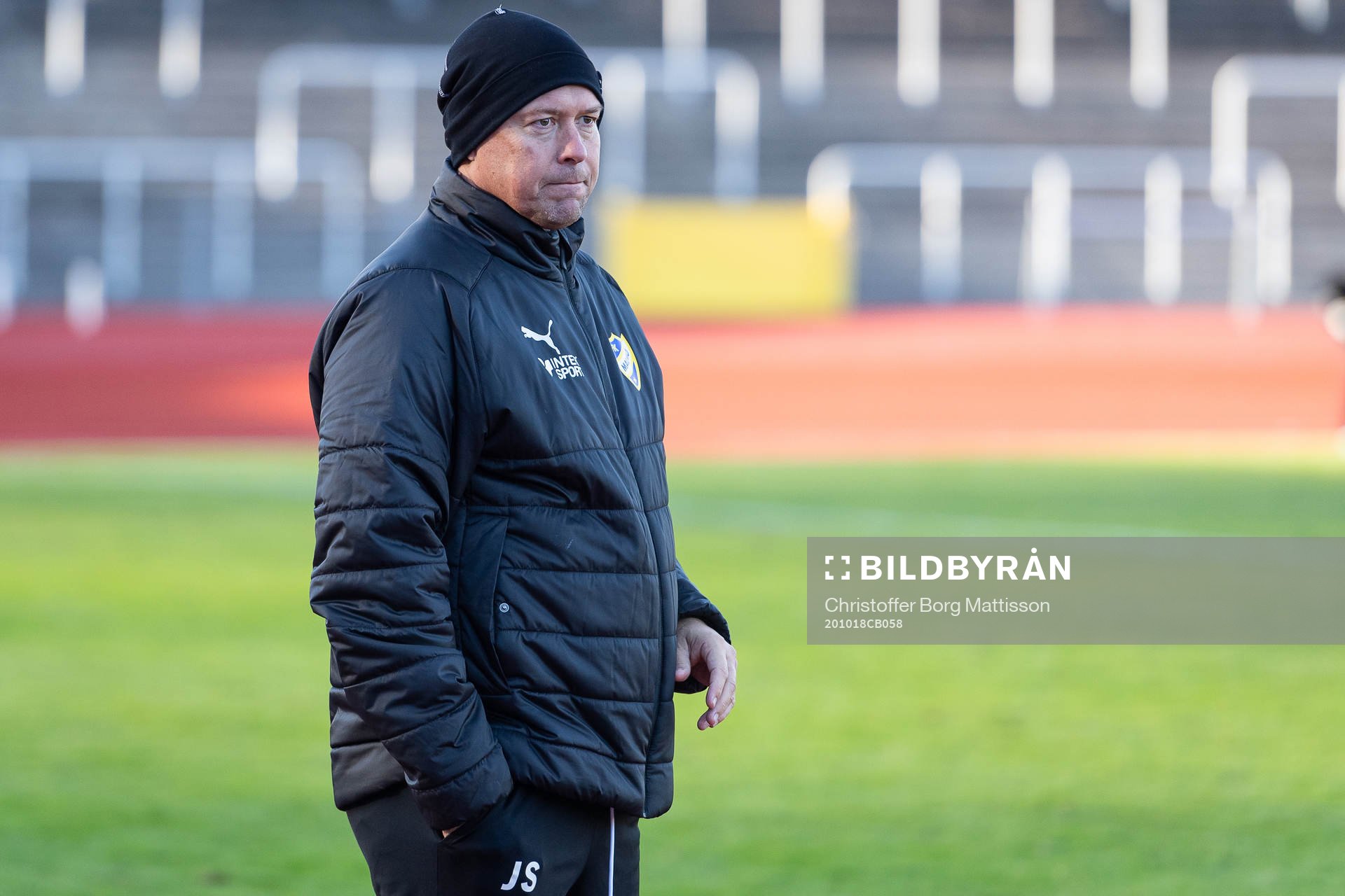 IFK Malmös tränare Jan Strandberg under fotbollsmatchen i Division 2 Västra Götaland mellan IFK Malmö och Varbergs GIF den 18 oktober 2020 i Malmö.
